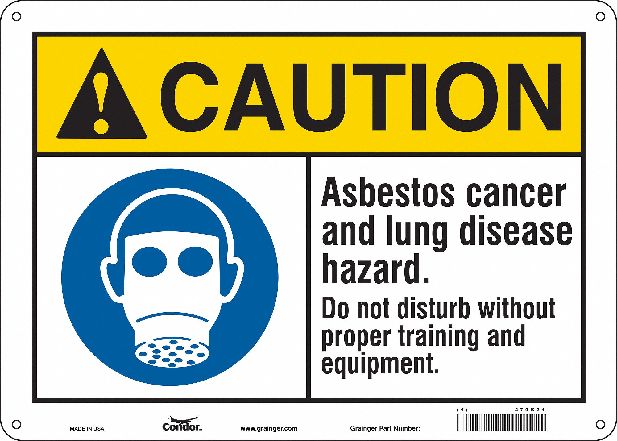 Safety Sign: Aluminum, Mounting Holes Sign Mounting, 10 in x 14 in Nominal Sign Size, 0.032 in Thick