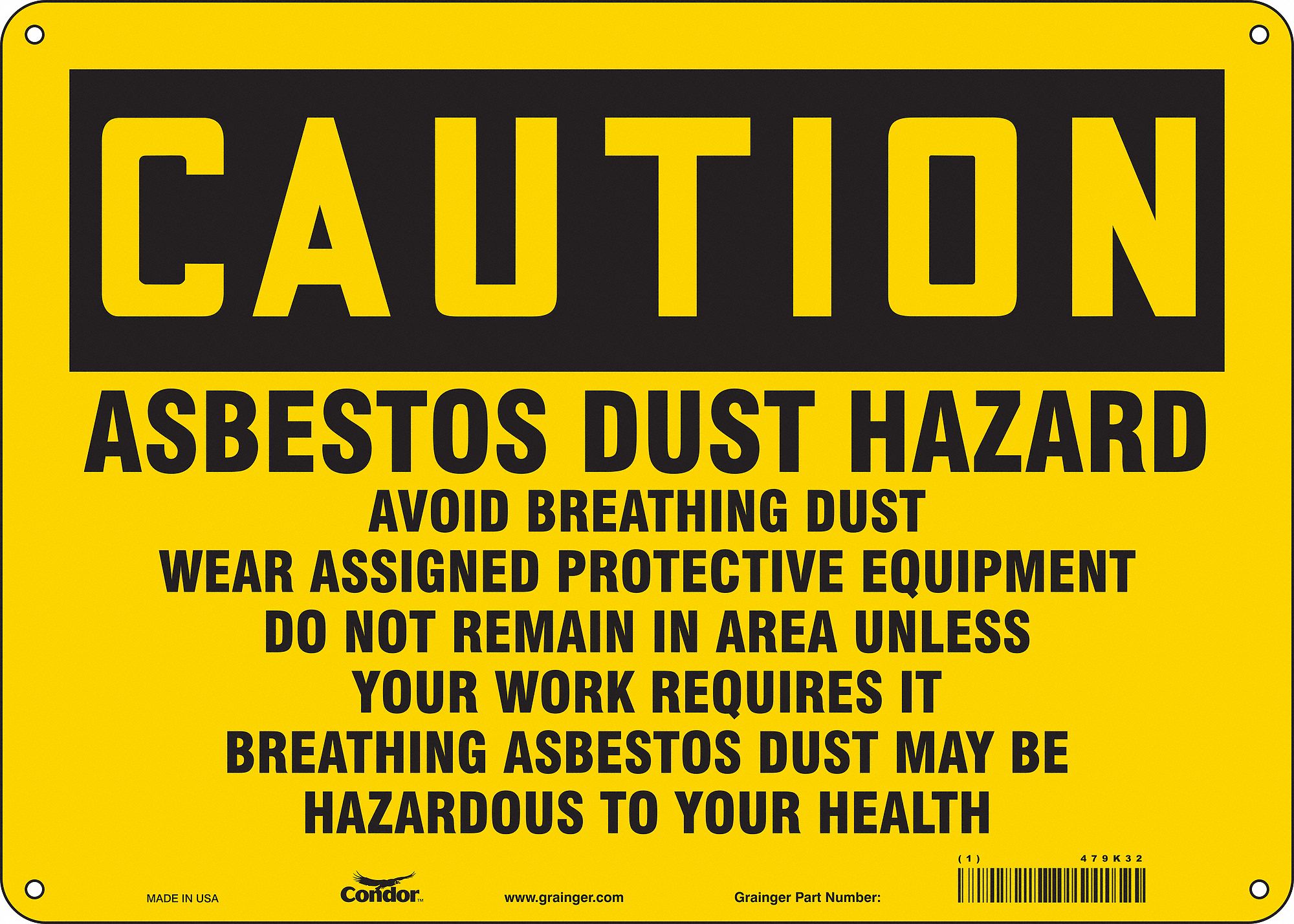 Safety Sign, 10 in x 14 in, Polyethylene