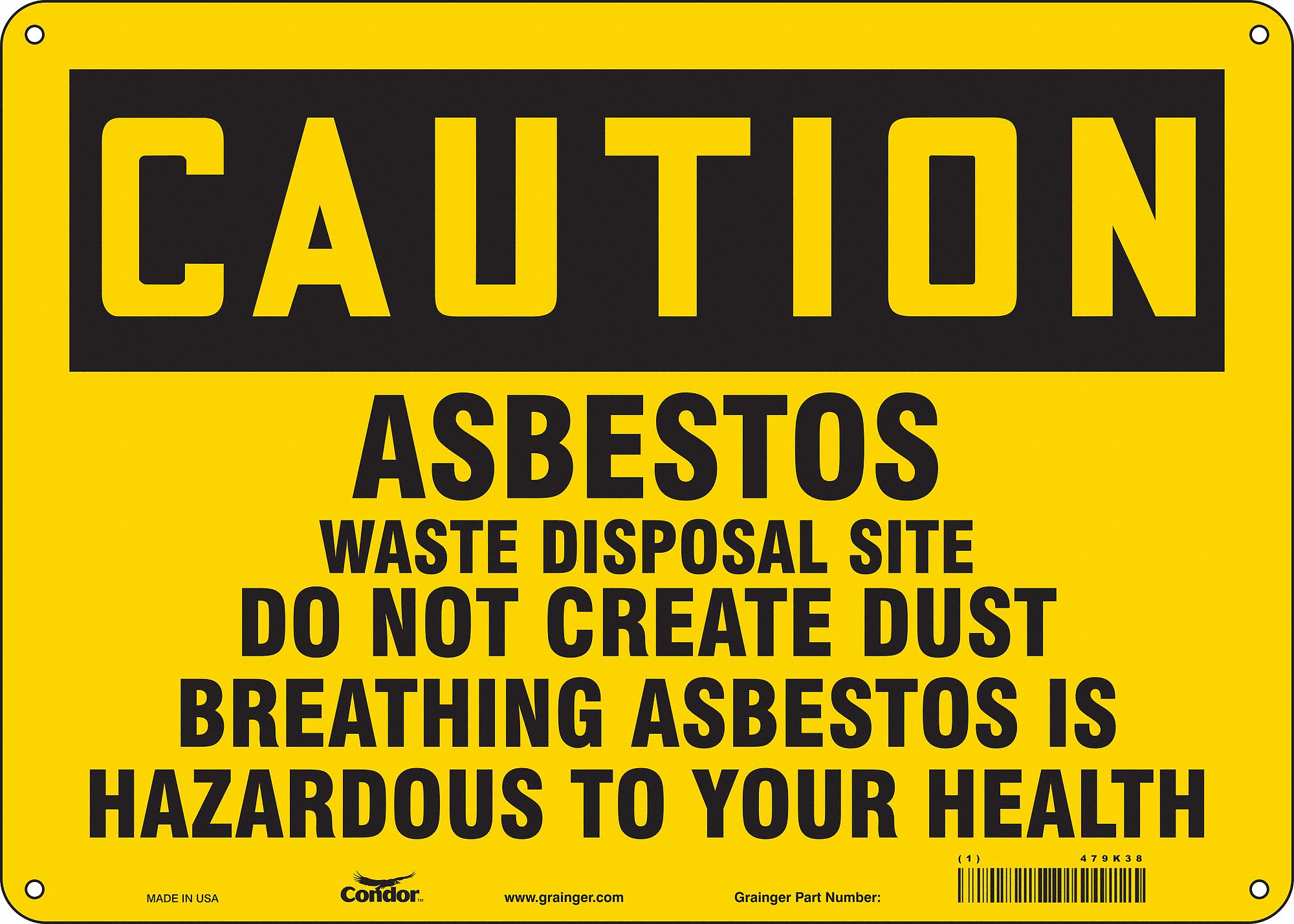 Safety Sign: Aluminum, Mounting Holes Sign Mounting, 10 in x 14 in Nominal Sign Size, 0.032 in Thick