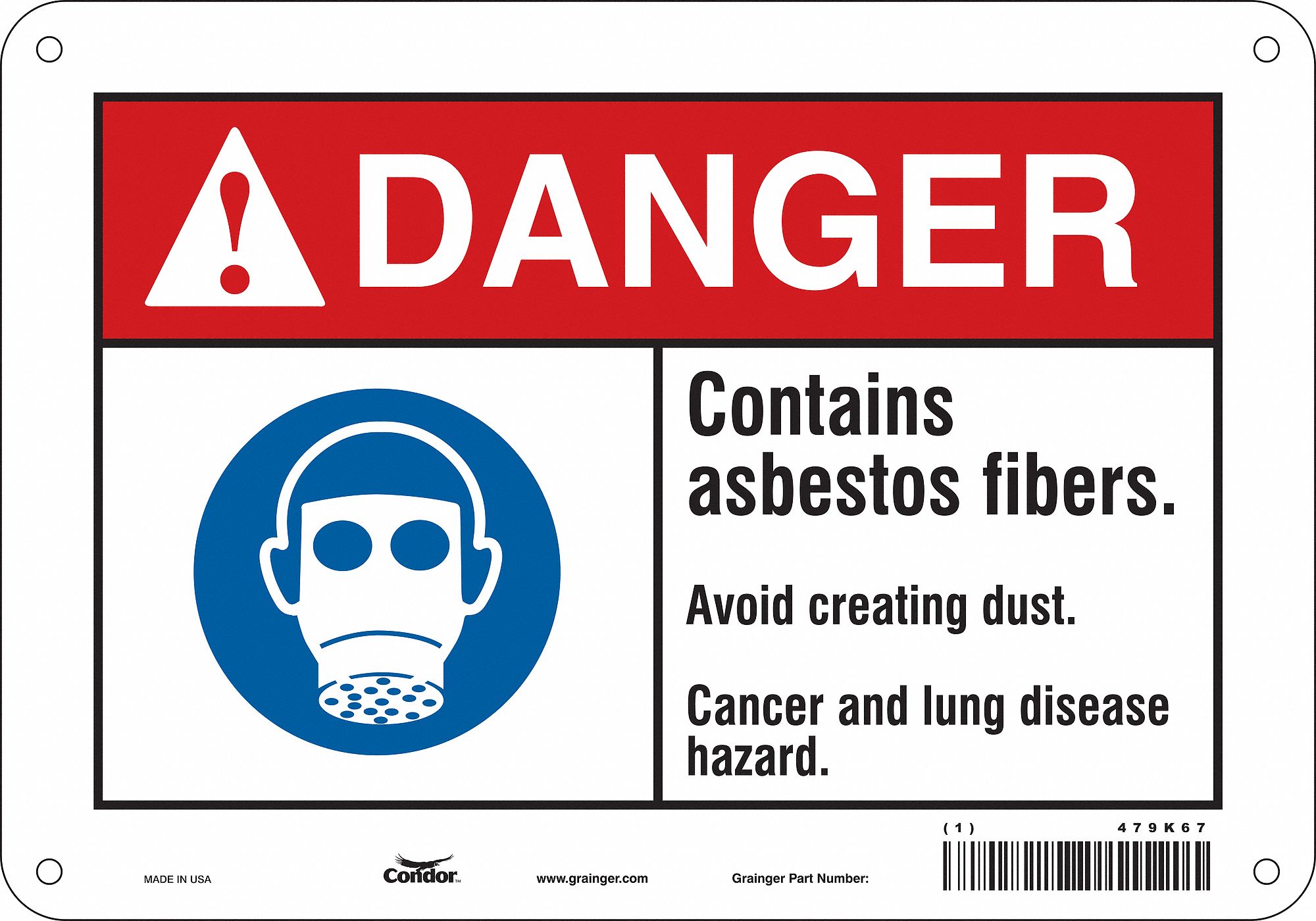 Safety Sign: Aluminum, Mounting Holes Sign Mounting, 7 in x 10 in Nominal Sign Size, 0.032 in Thick