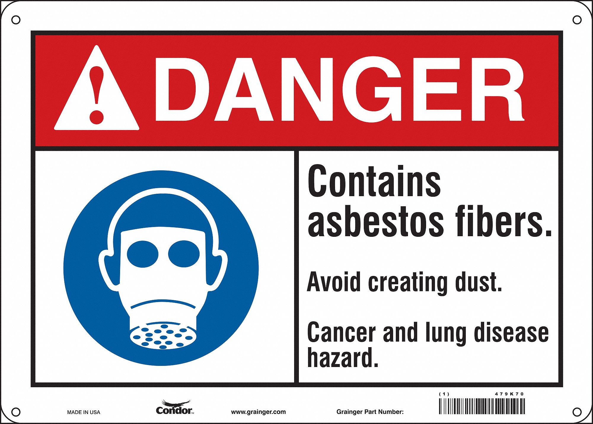 Safety Sign: Polyethylene, Mounting Holes Sign Mounting, 10 in x 14 in Nominal Sign Size