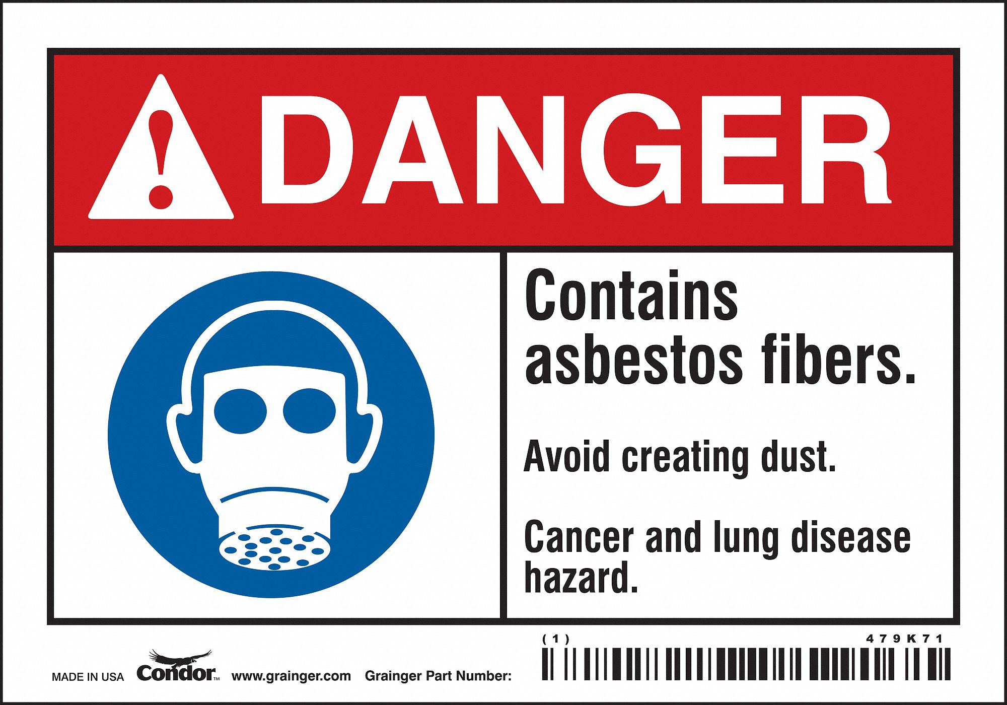 Safety Sign: Vinyl, Adhesive Sign Mounting, 3 1/2 in x 5 in Nominal Sign Size, Not Retroreflective