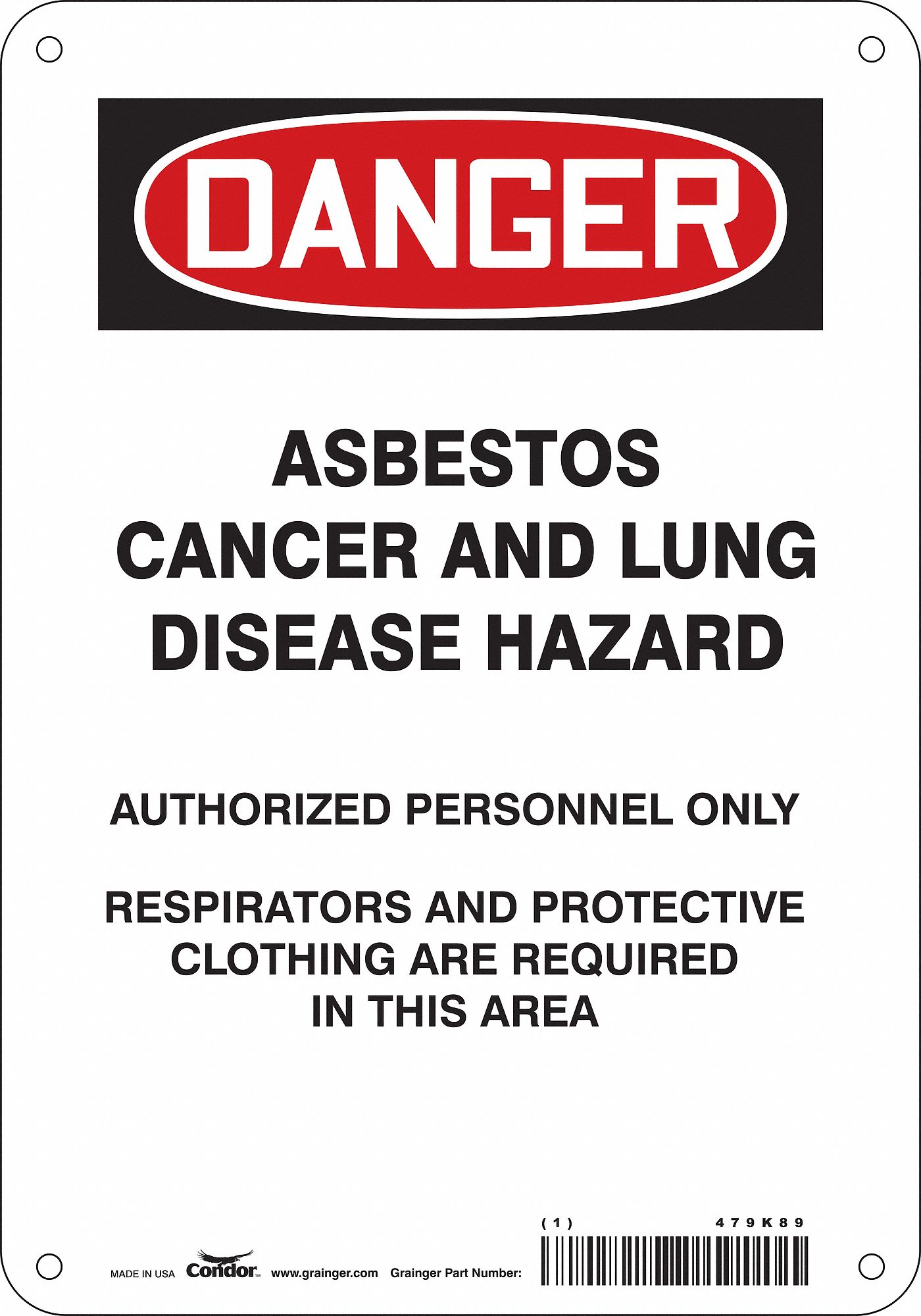 Safety Sign: Aluminum, Mounting Holes Sign Mounting, 10 in x 7 in Nominal Sign Size, 0.032 in Thick