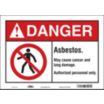 Danger: Asbestos. May Cause Cancer And Lung Damage. Authorized Personnel Only. Signs