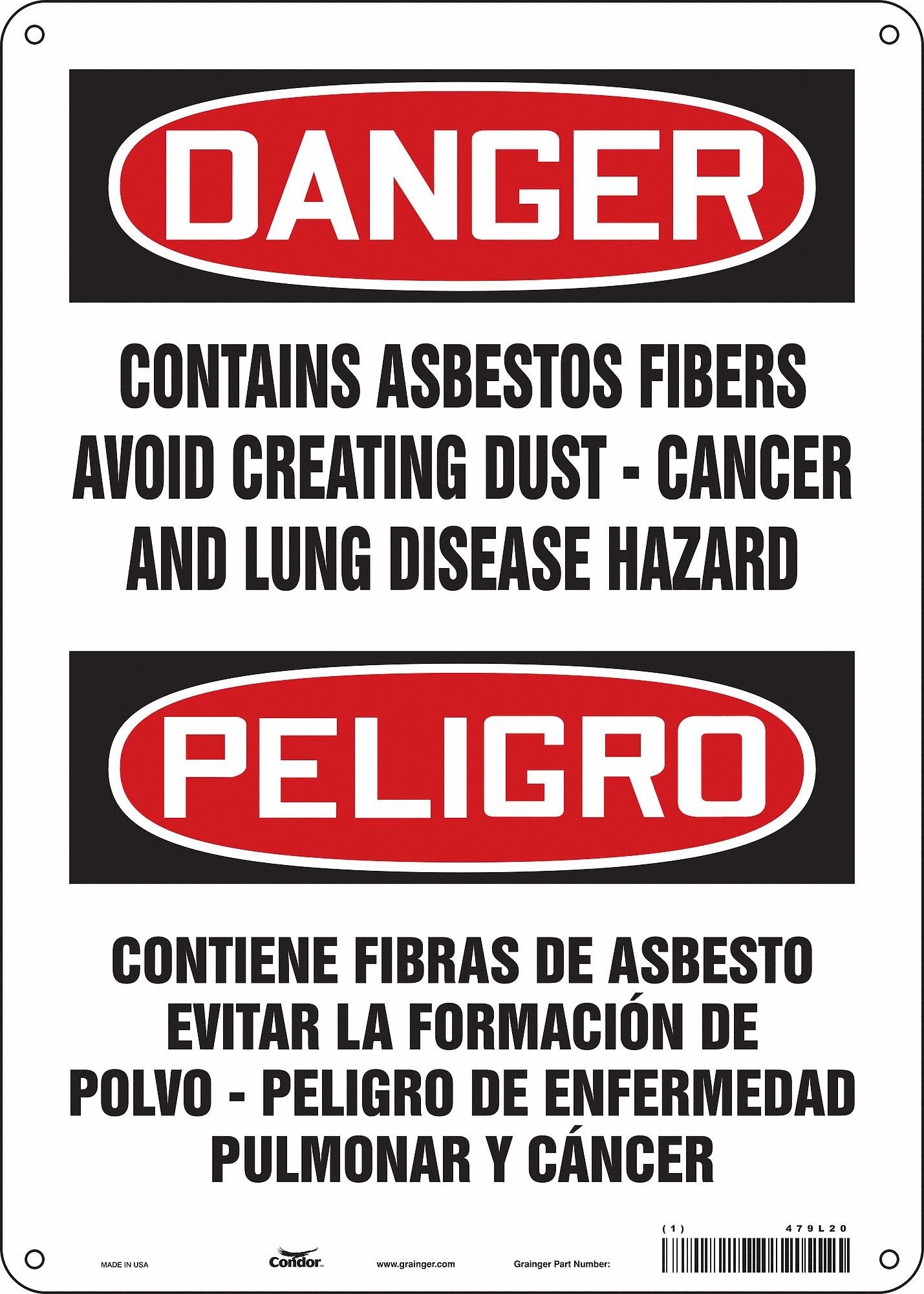Safety Sign: Aluminum, Mounting Holes Sign Mounting, 14 in x 10 in Nominal Sign Size, 0.032 in Thick