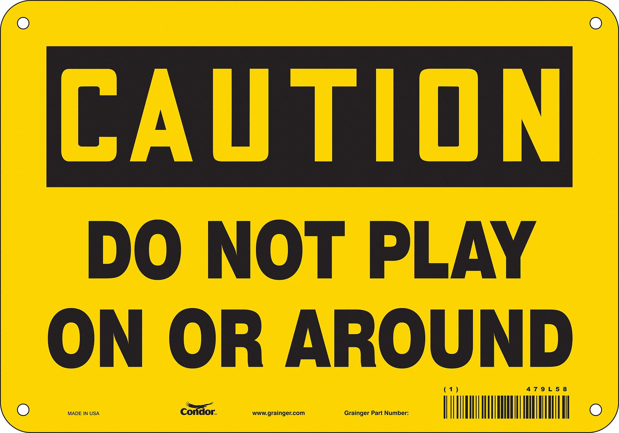 Safety Sign: Aluminum, Mounting Holes Sign Mounting, 7 in x 10 in Nominal Sign Size, 0.032 in Thick