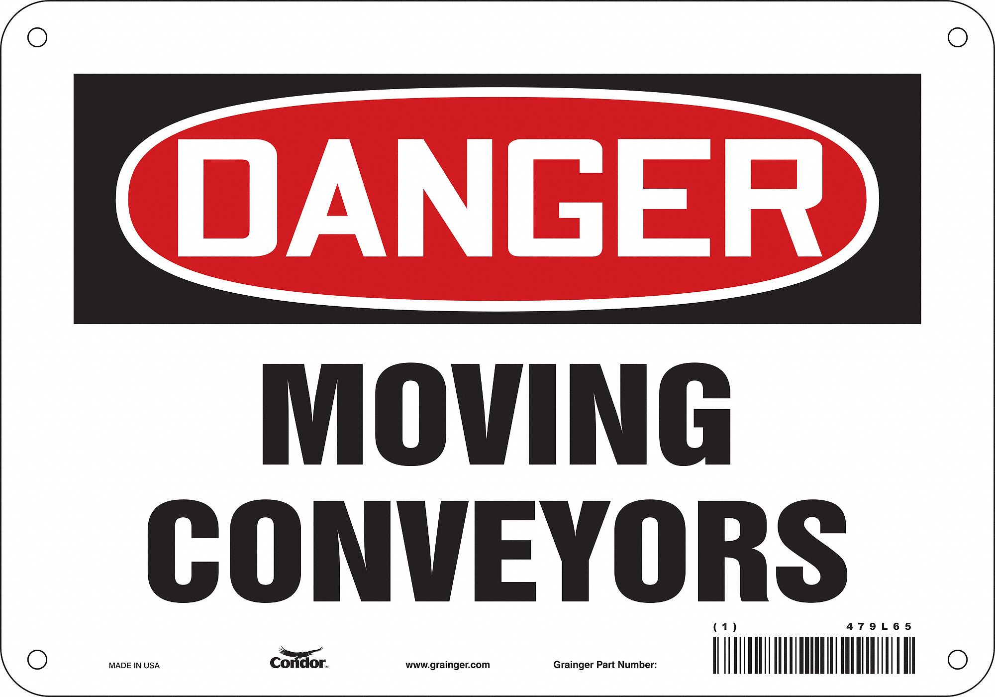 Safety Sign: Aluminum, Mounting Holes Sign Mounting, 7 in x 10 in Nominal Sign Size, 0.032 in Thick