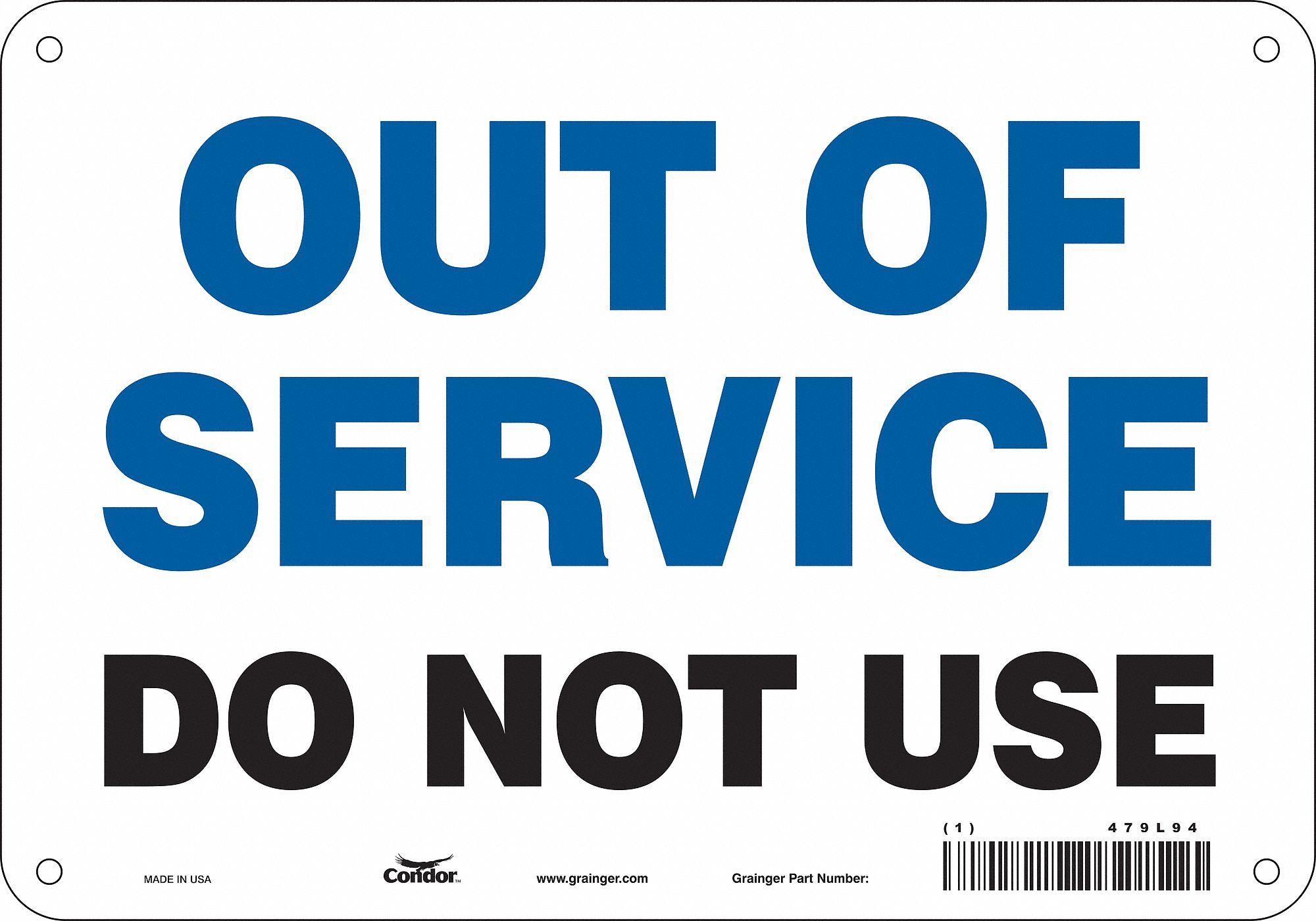 Safety Sign: Polyethylene, Mounting Holes Sign Mounting, 7 in x 10 in Nominal Sign Size