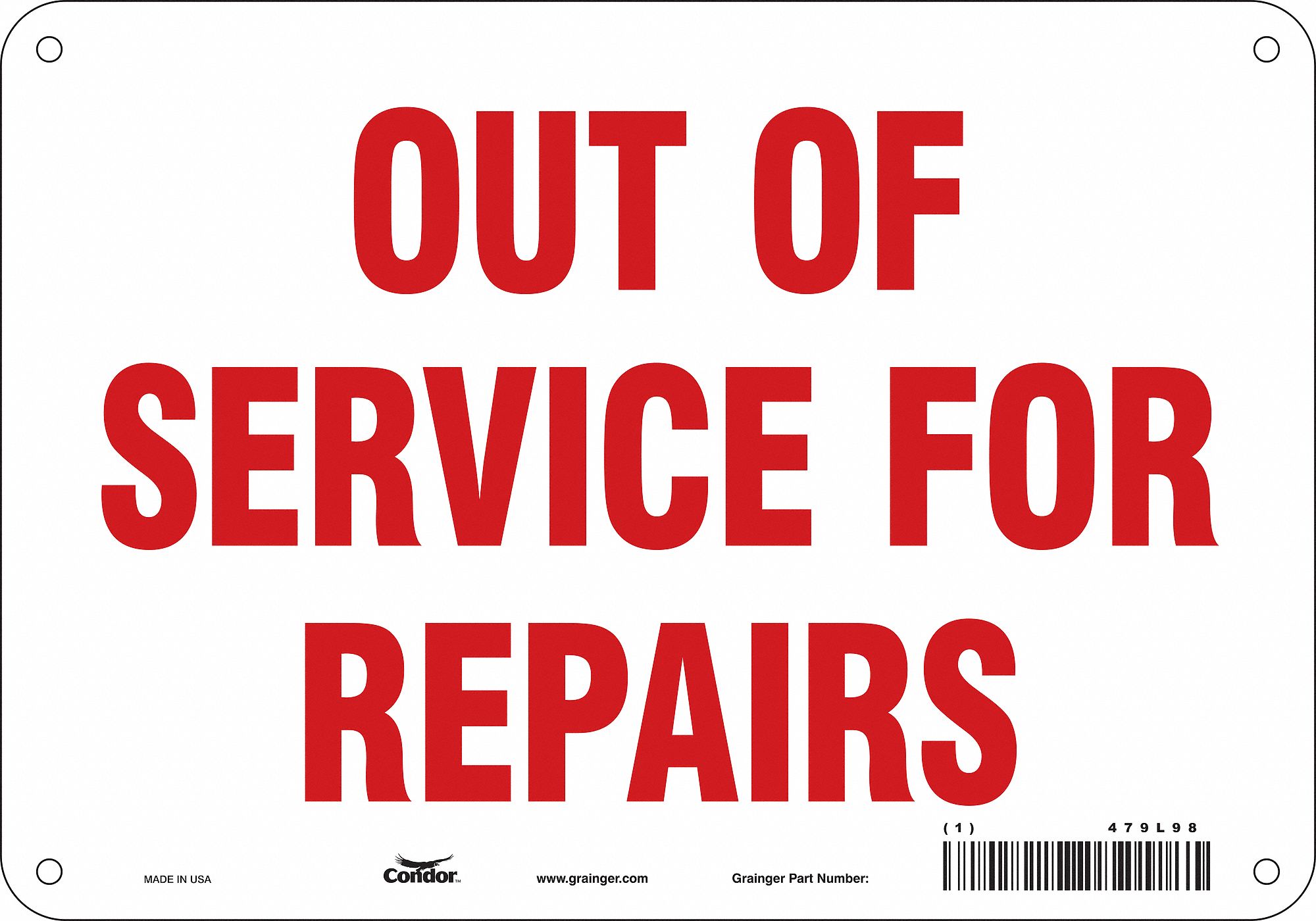 Safety Sign: Aluminum, Mounting Holes Sign Mounting, 7 in x 10 in Nominal Sign Size, 0.032 in Thick