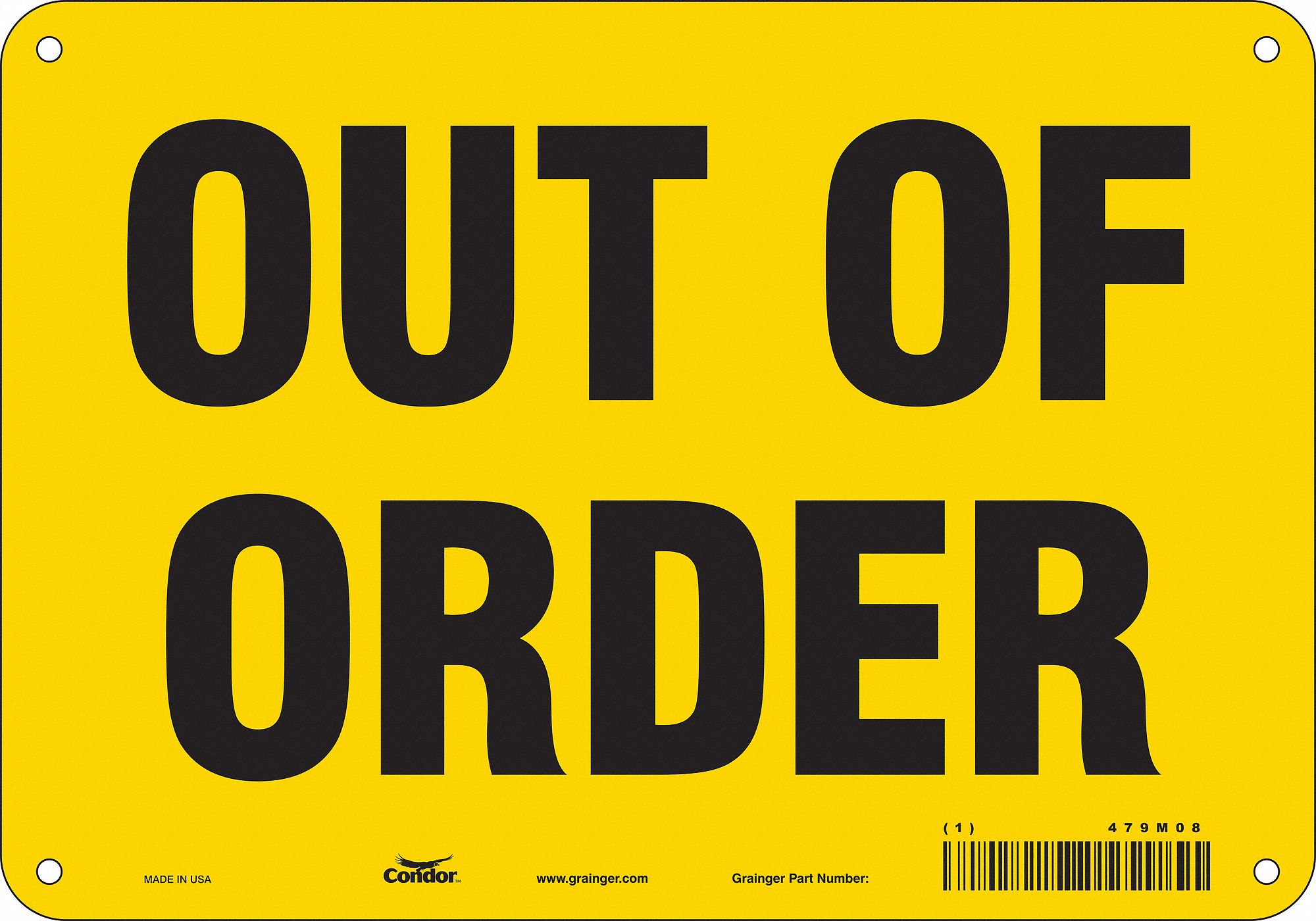 Safety Sign: Polyethylene, Mounting Holes Sign Mounting, 7 in x 10 in Nominal Sign Size, No Header