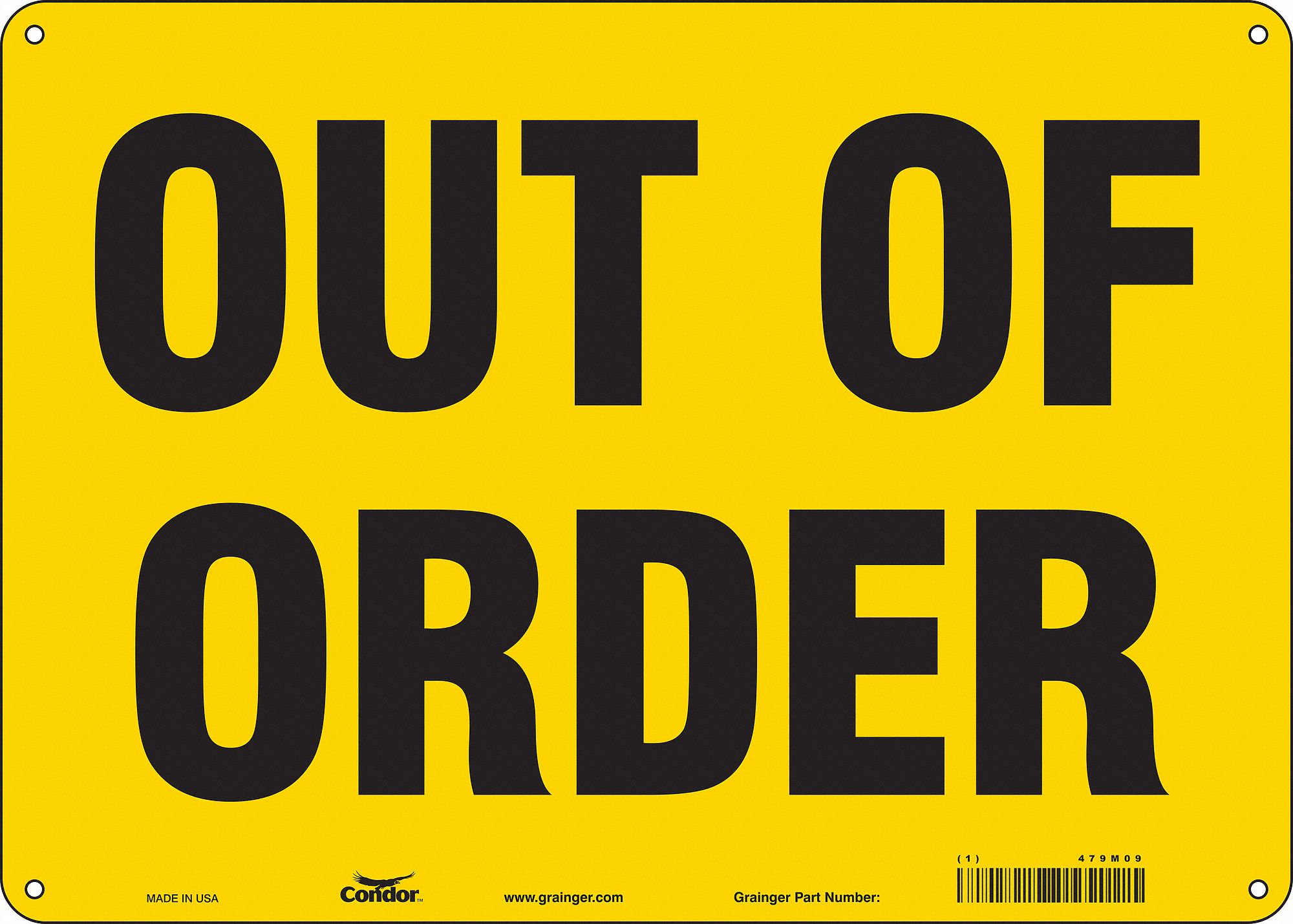 Safety Sign: Polyethylene, Mounting Holes Sign Mounting, 10 in x 14 in Nominal Sign Size, No Header