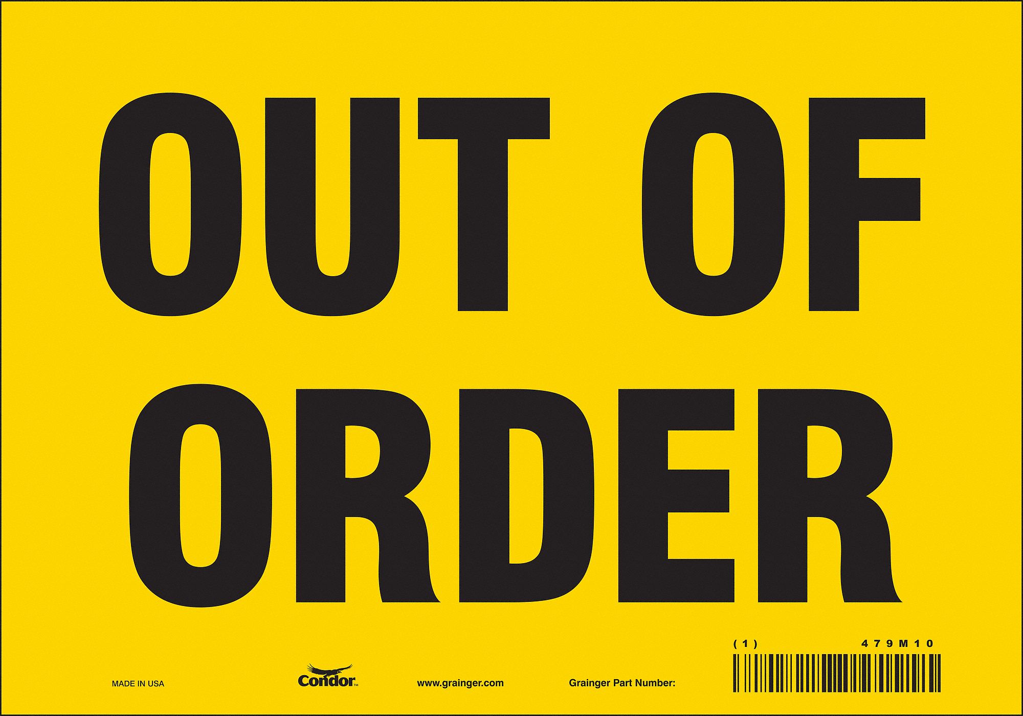 Safety Sign: Vinyl, Adhesive Sign Mounting, 7 in x 10 in Nominal Sign Size, Not Retroreflective