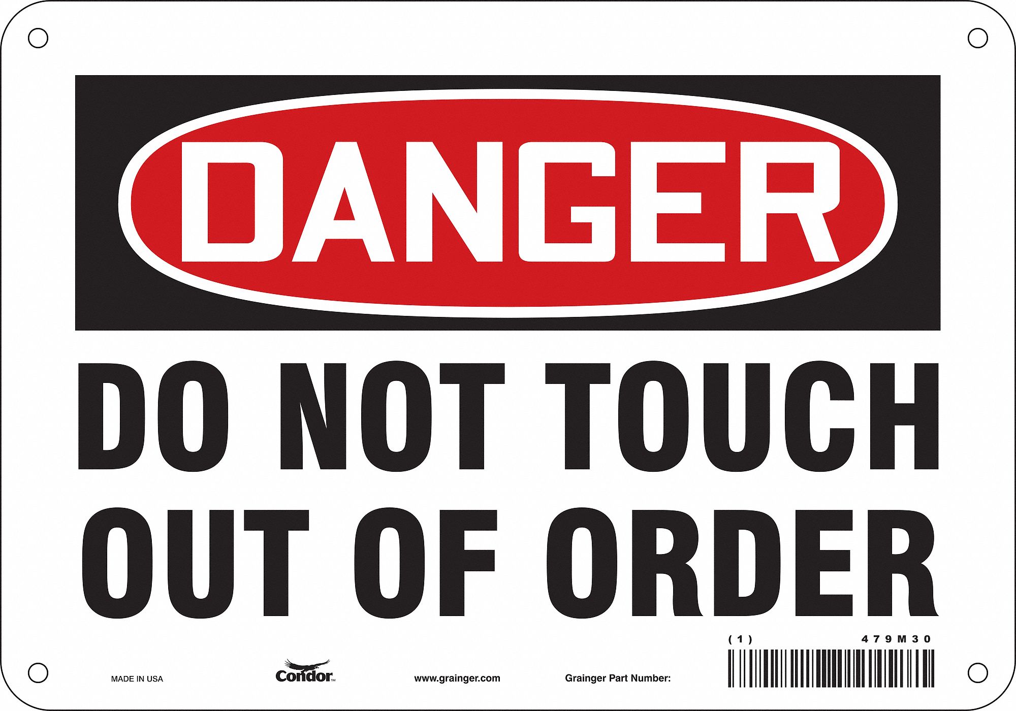 Safety Sign: Aluminum, Mounting Holes Sign Mounting, 7 in x 10 in Nominal Sign Size, 0.032 in Thick