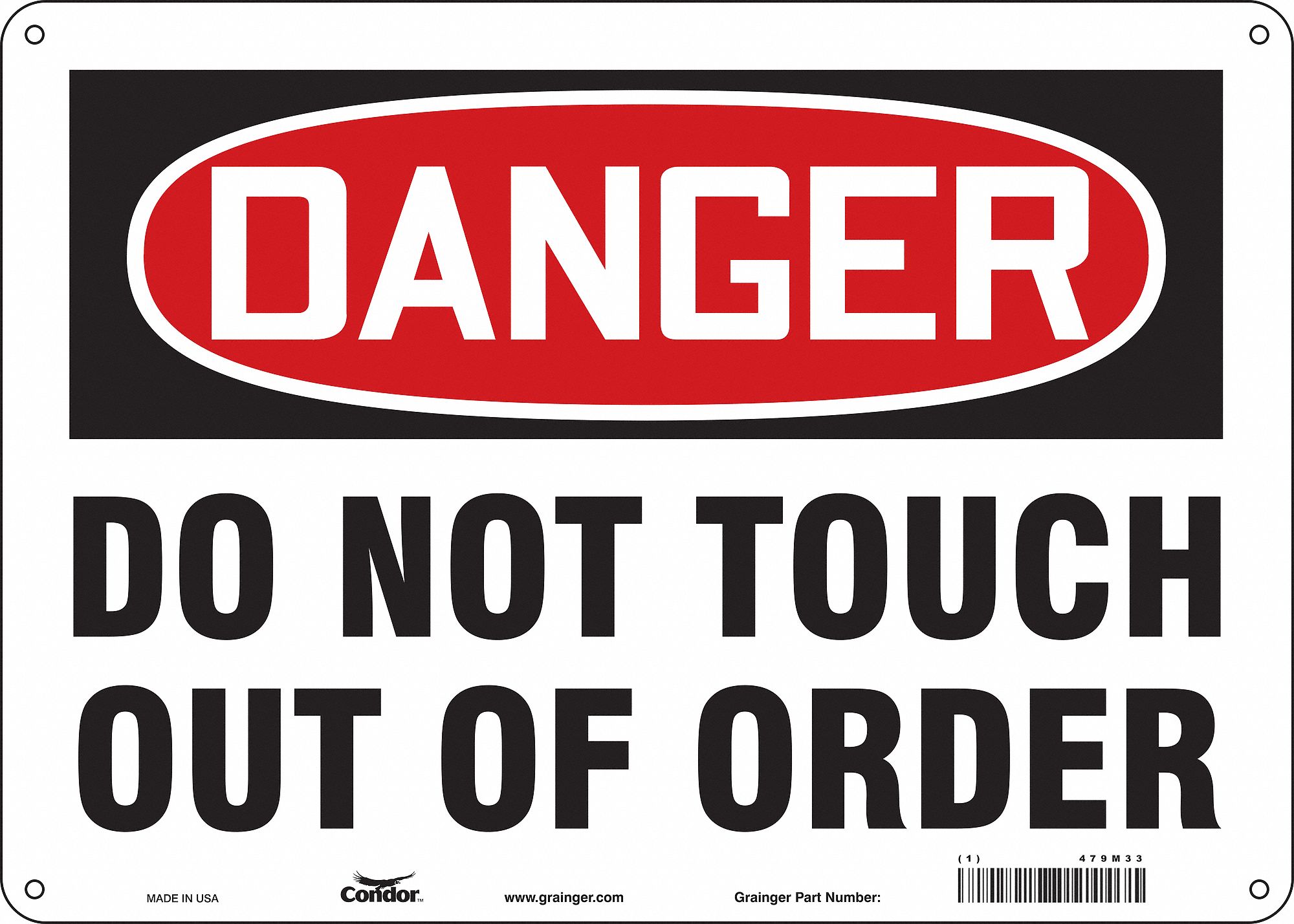 Safety Sign: Polyethylene, Mounting Holes Sign Mounting, 10 in x 14 in Nominal Sign Size, Danger