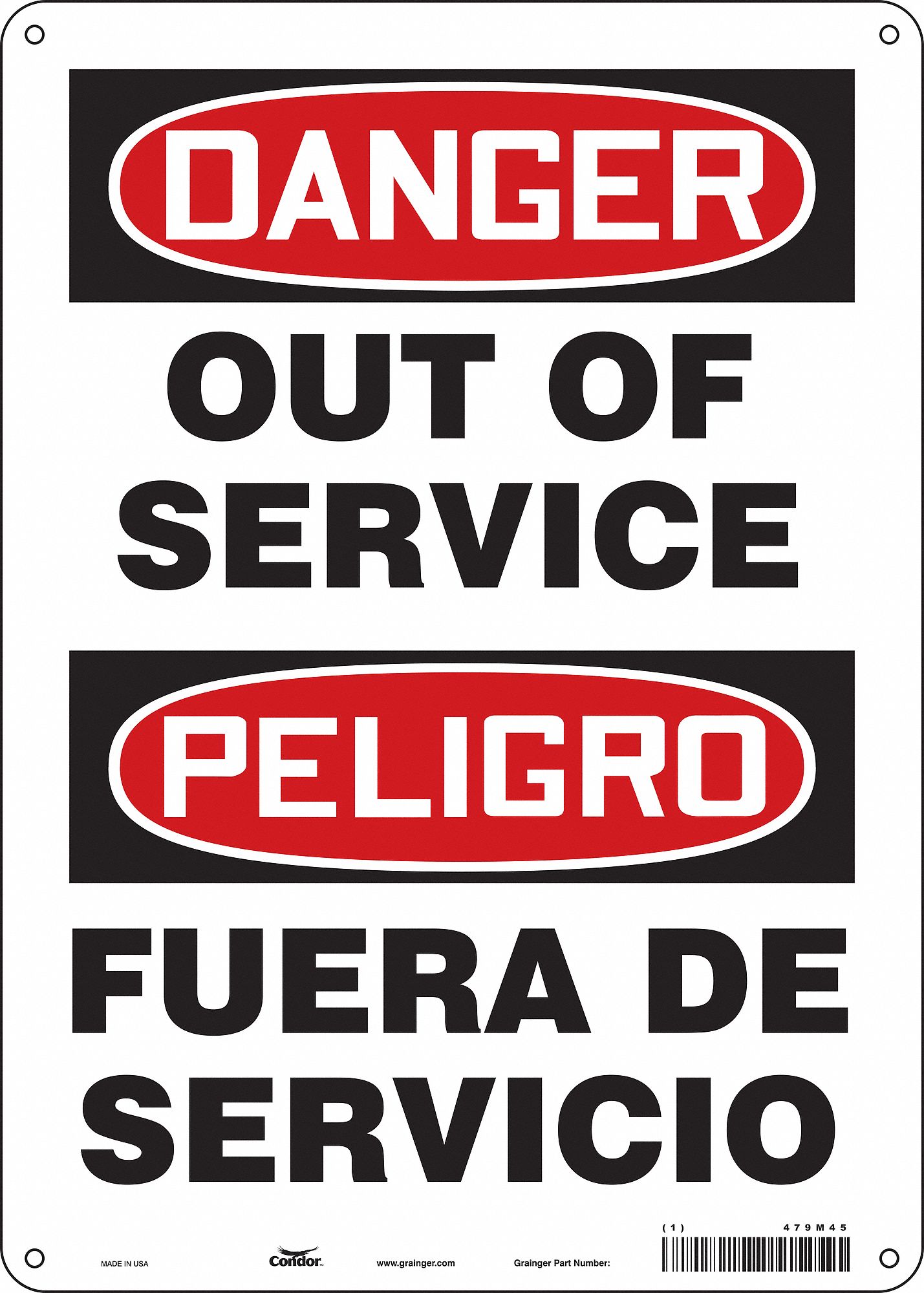 Safety Sign: Polyethylene, Mounting Holes Sign Mounting, 14 in x 10 in Nominal Sign Size