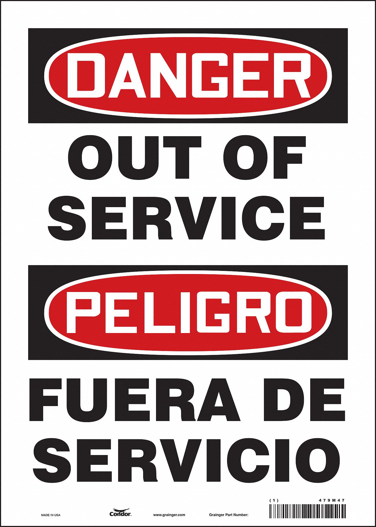 Safety Sign: Vinyl, Adhesive Sign Mounting, 14 in x 10 in Nominal Sign Size, Not Retroreflective