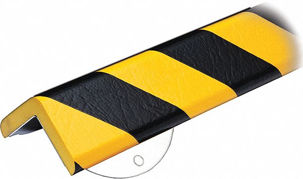 Corner Guard: Polyurethane Foam, Flat Shape, 39 in Overall Lg, 0.5 in Overall Thick, Black/Yellow