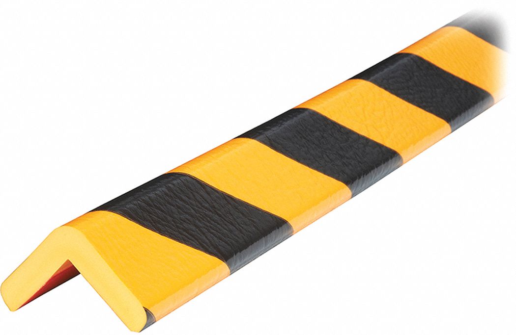 Corner Guard: Polyurethane Foam, Flat Shape, 39 in Overall Lg, 0.5 in Overall Thick, Black/Yellow