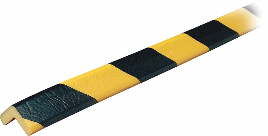 Corner Guard: Polyurethane Foam, Flat Shape, 197 in Overall Lg, 0.3 in Overall Thick, Black/Yellow
