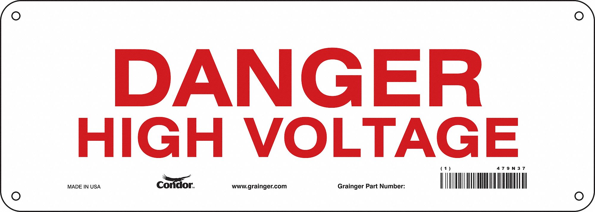 Safety Sign, 5 in x 14 in, Aluminum