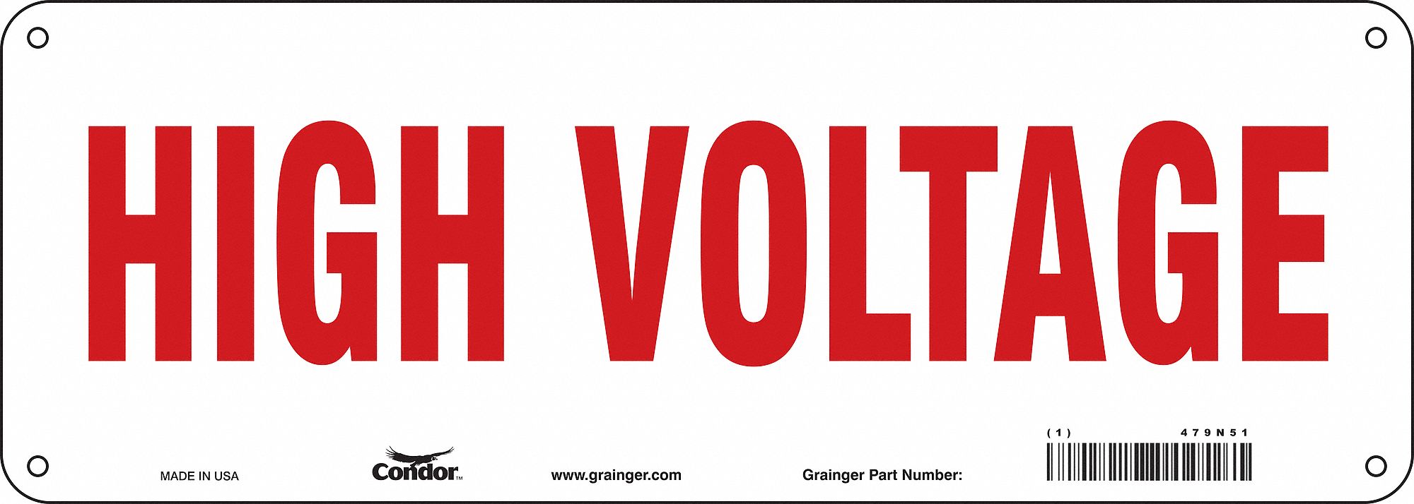 Safety Sign, 5 in x 14 in, Polyethylene
