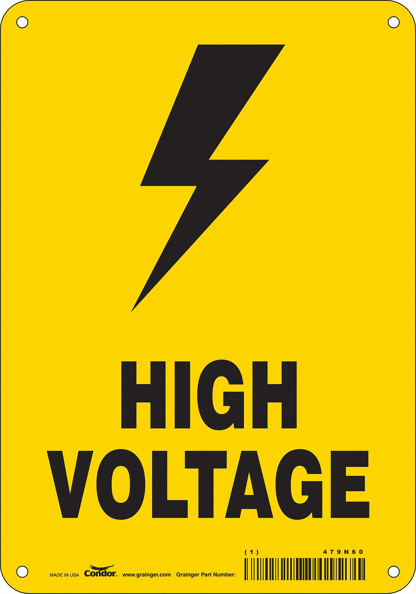 Safety Sign: Aluminum, Mounting Holes Sign Mounting, 10 in x 7 in Nominal Sign Size, 0.032 in Thick