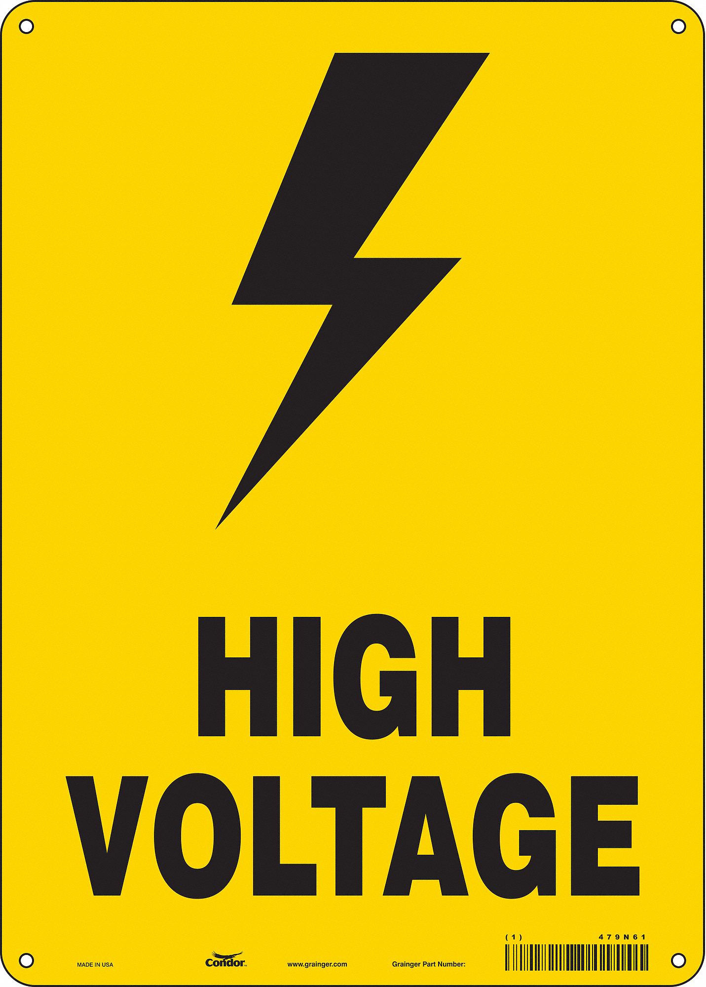 Safety Sign: Aluminum, Mounting Holes Sign Mounting, 14 in x 10 in Nominal Sign Size, 0.032 in Thick
