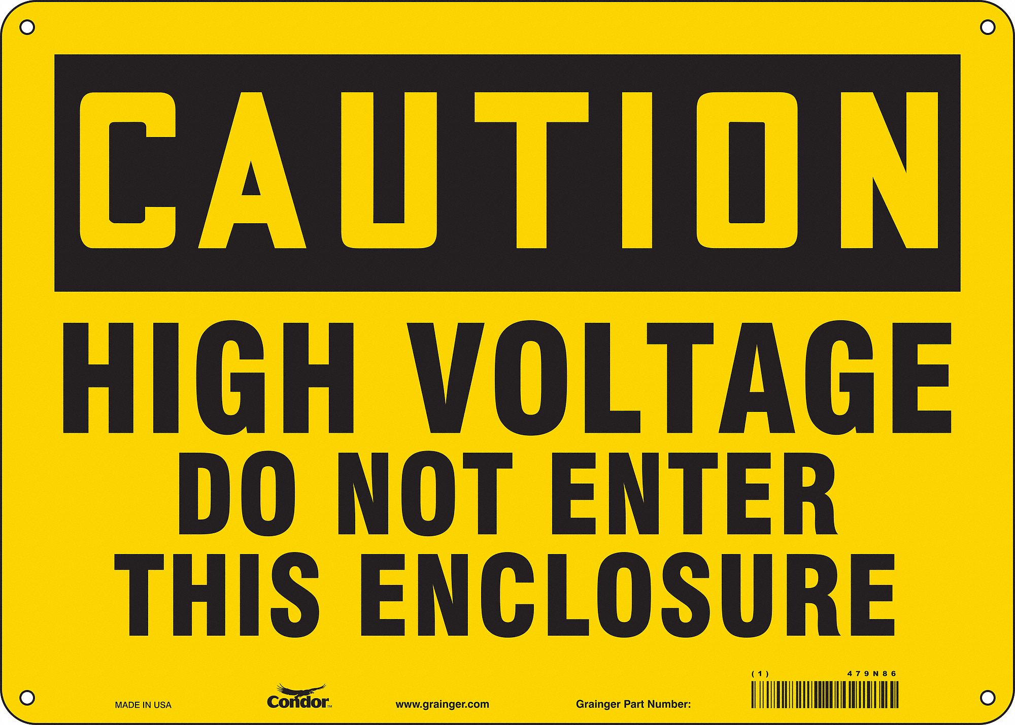 Safety Sign: Aluminum, Mounting Holes Sign Mounting, 10 in x 14 in Nominal Sign Size, 0.032 in Thick