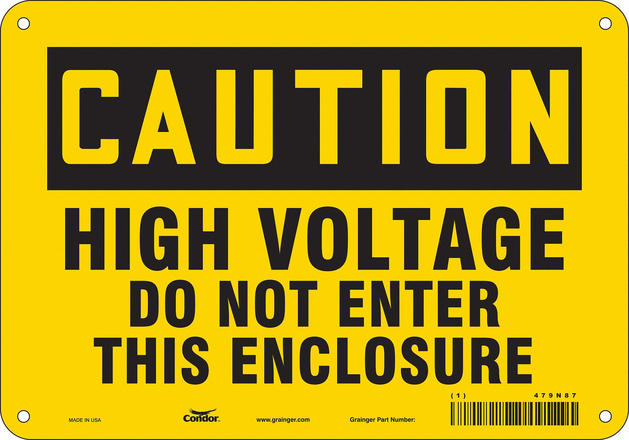Safety Sign: Polyethylene, Mounting Holes Sign Mounting, 7 in x 10 in Nominal Sign Size, Caution