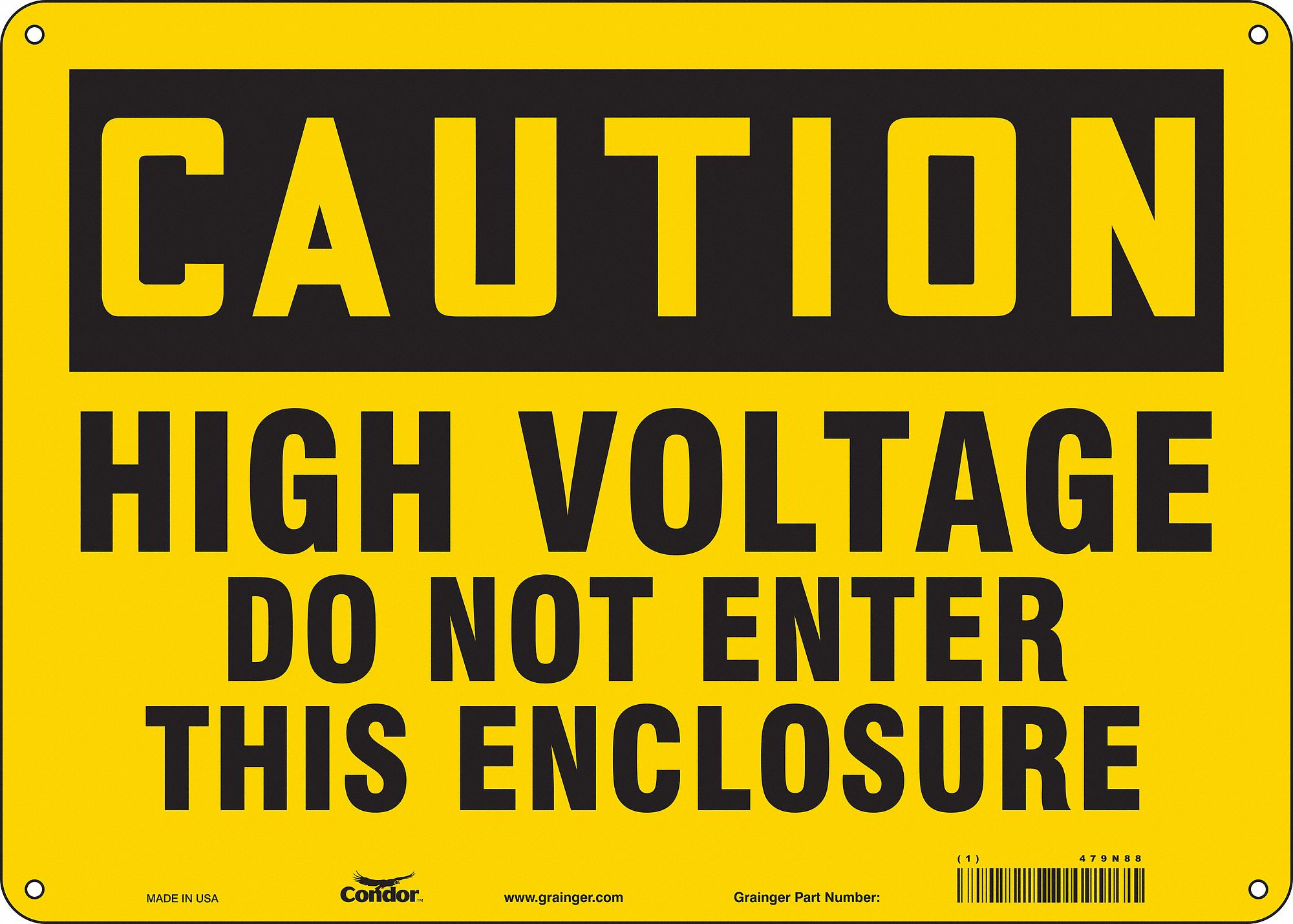Safety Sign: Polyethylene, Mounting Holes Sign Mounting, 10 in x 14 in Nominal Sign Size, Caution
