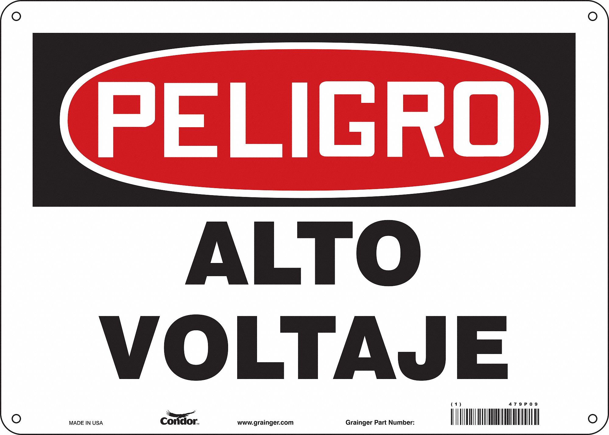 Safety Sign: Aluminum, Mounting Holes Sign Mounting, 10 in x 14 in Nominal Sign Size, 0.032 in Thick