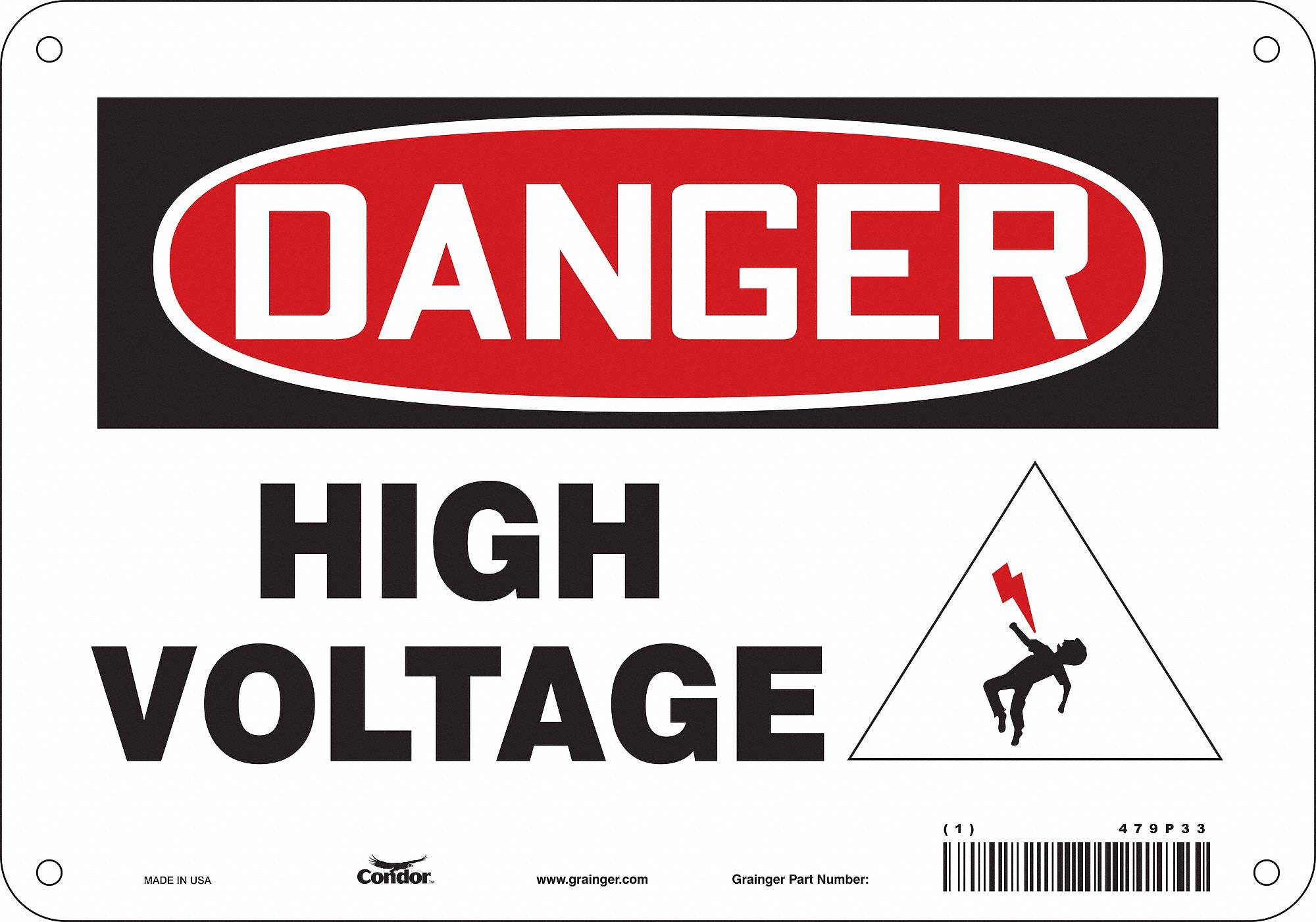 Safety Sign, 7 in x 10 in, Fiberglass