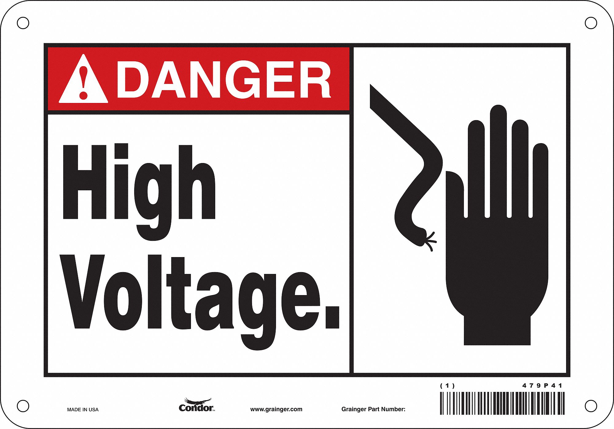 Safety Sign: Aluminum, Mounting Holes Sign Mounting, 7 in x 10 in Nominal Sign Size, 0.032 in Thick