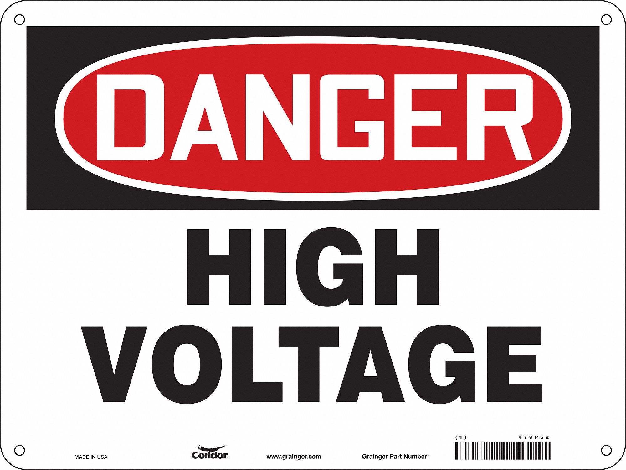 Safety Sign: Aluminum, Mounting Holes Sign Mounting, 18 in x 24 in Nominal Sign Size, 0.032 in Thick