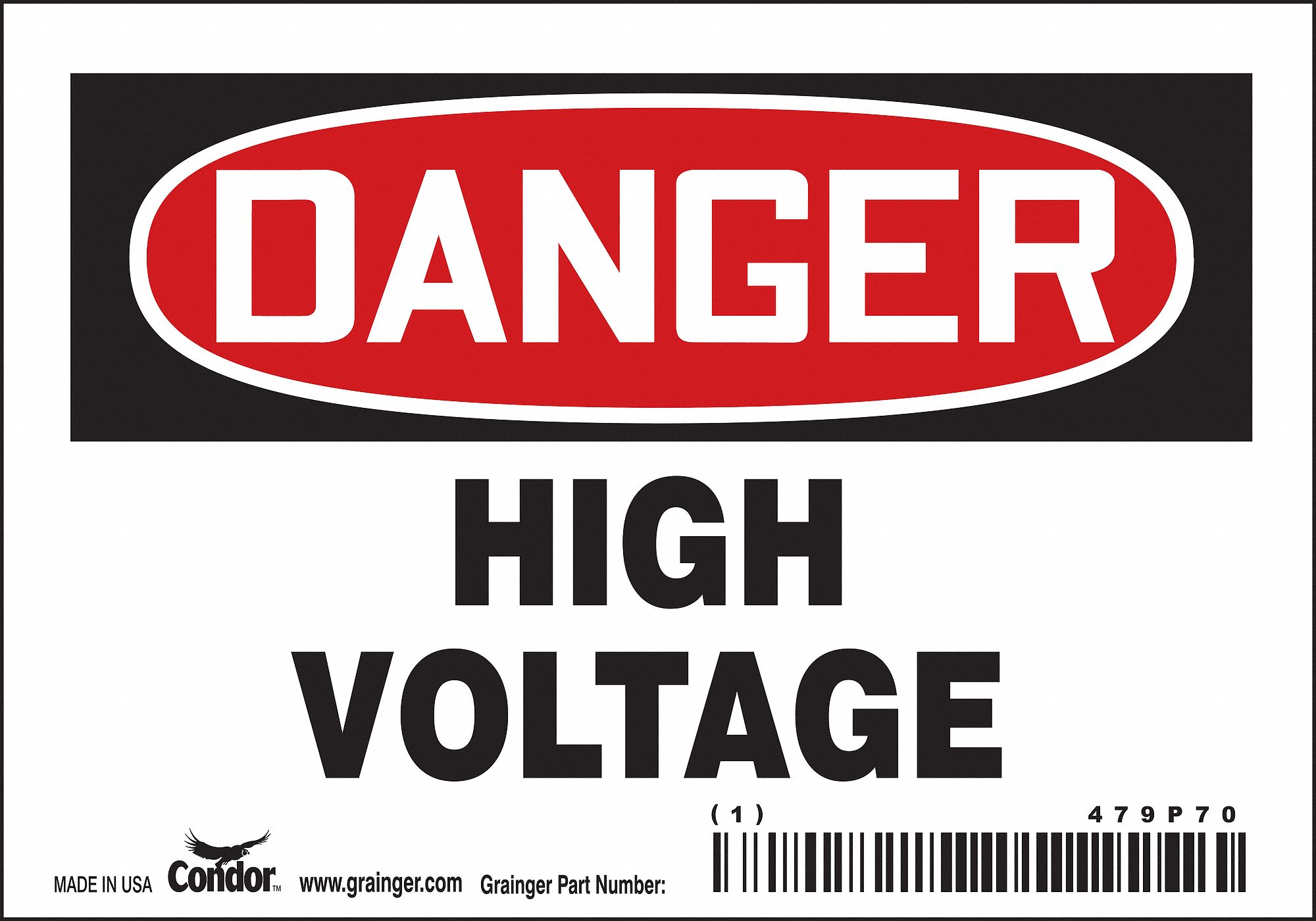 Safety Sign, 2.25in x 4.5in, Vinyl