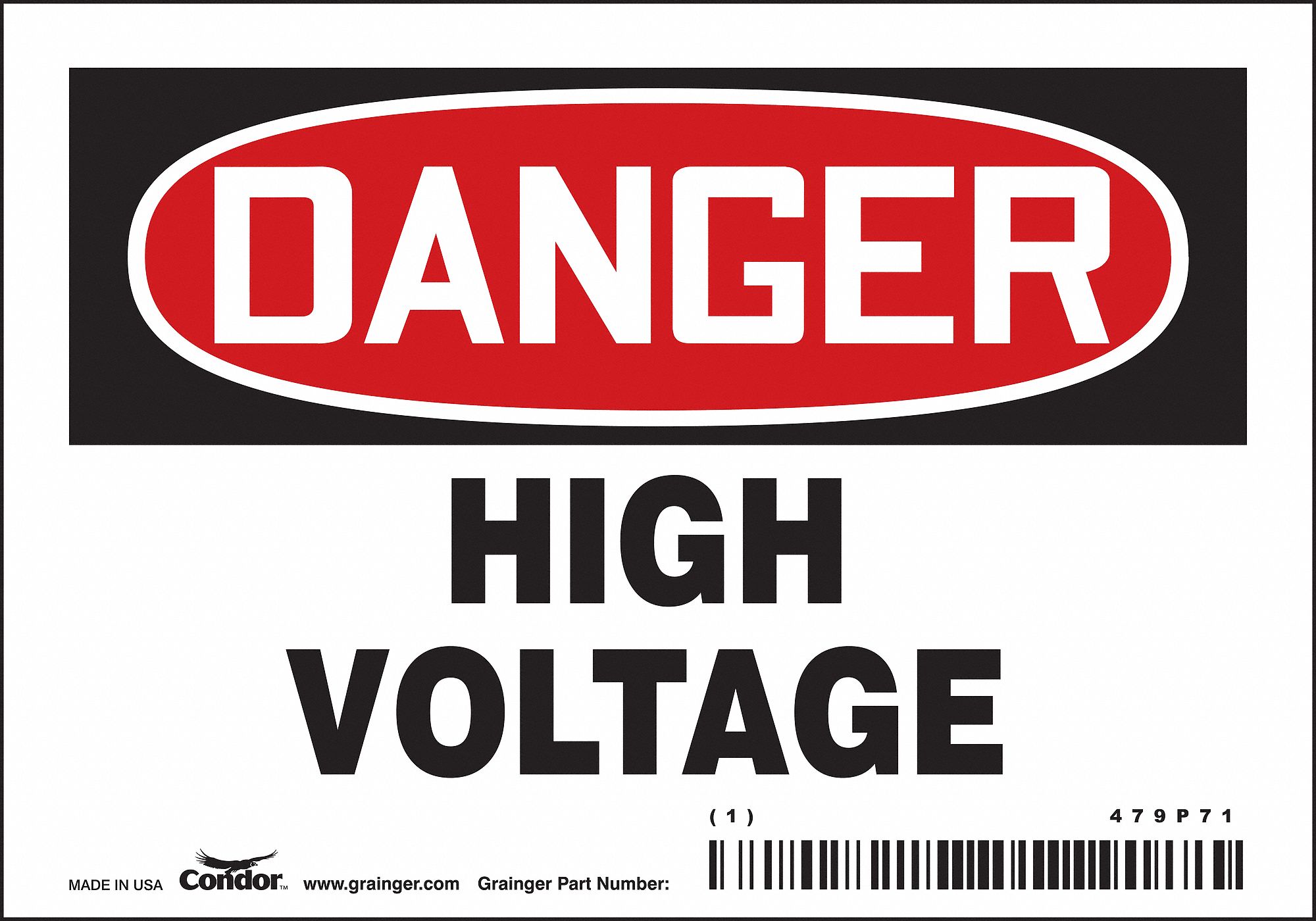 Safety Sign: Vinyl, Adhesive Sign Mounting, 3 1/2 in x 5 in Nominal Sign Size, Not Retroreflective