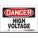 SAFETY SIGN, VINYL, ADHESIVE MOUNT, 5 IN X 7 IN NOMINAL SIGN SIZE, NOT RETROREFLECTIVE, HIGH VOLTAGE