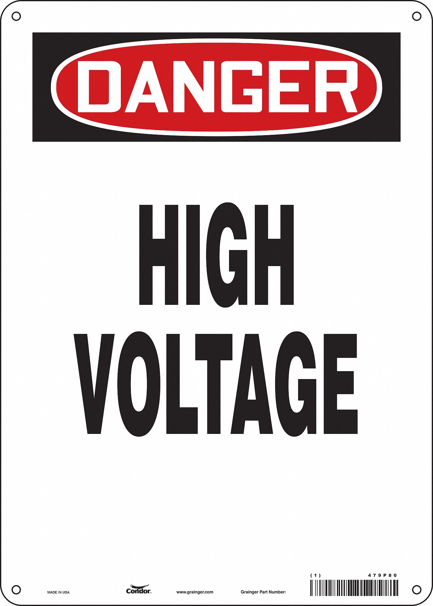Safety Sign: Aluminum, Mounting Holes Sign Mounting, 14 in x 10 in Nominal Sign Size, 0.032 in Thick