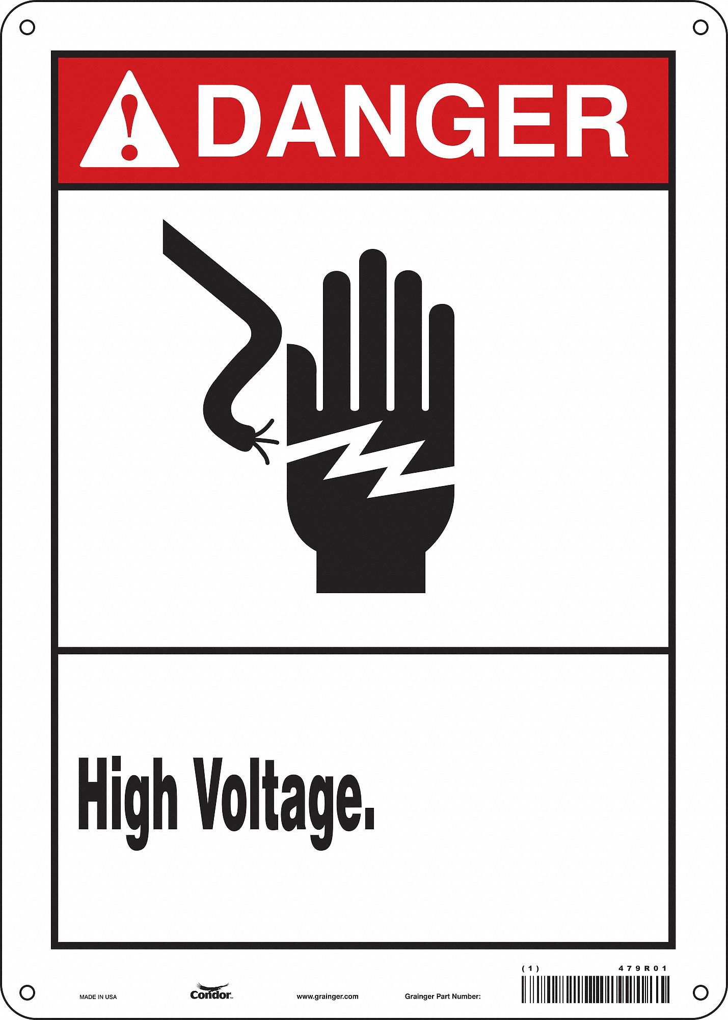 Safety Sign: Aluminum, Mounting Holes Sign Mounting, 14 in x 10 in Nominal Sign Size, 0.032 in Thick