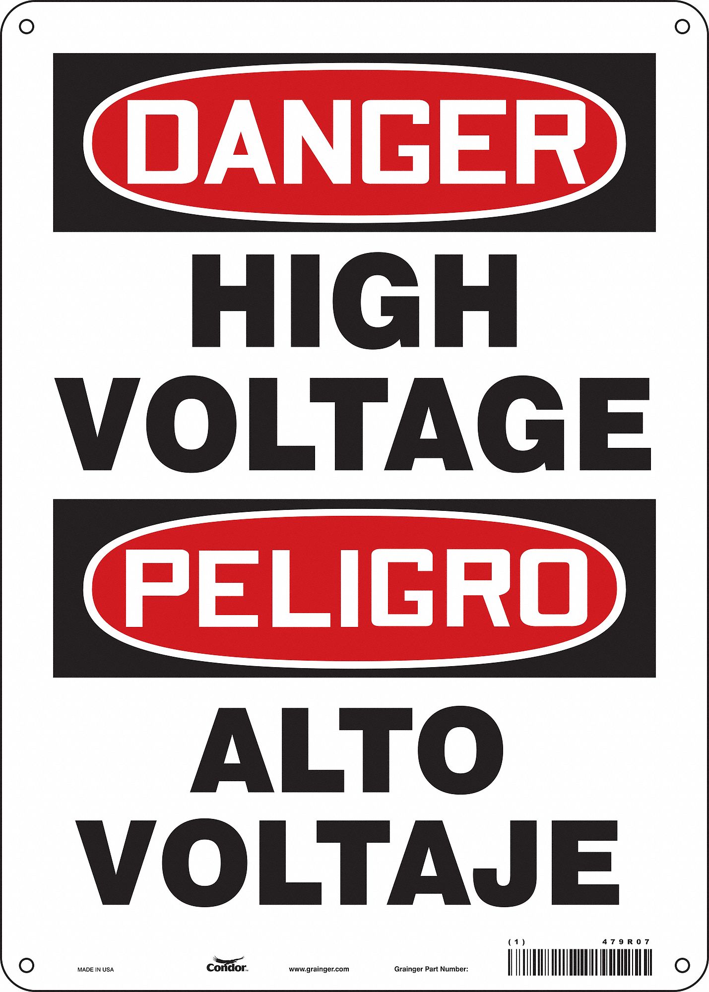 Safety Sign: Polyethylene, Mounting Holes Sign Mounting, 14 in x 10 in Nominal Sign Size