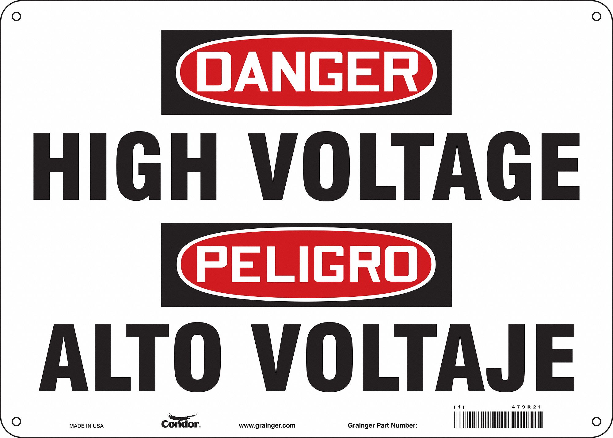 Safety Sign: Polyethylene, Mounting Holes Sign Mounting, 10 in x 14 in Nominal Sign Size
