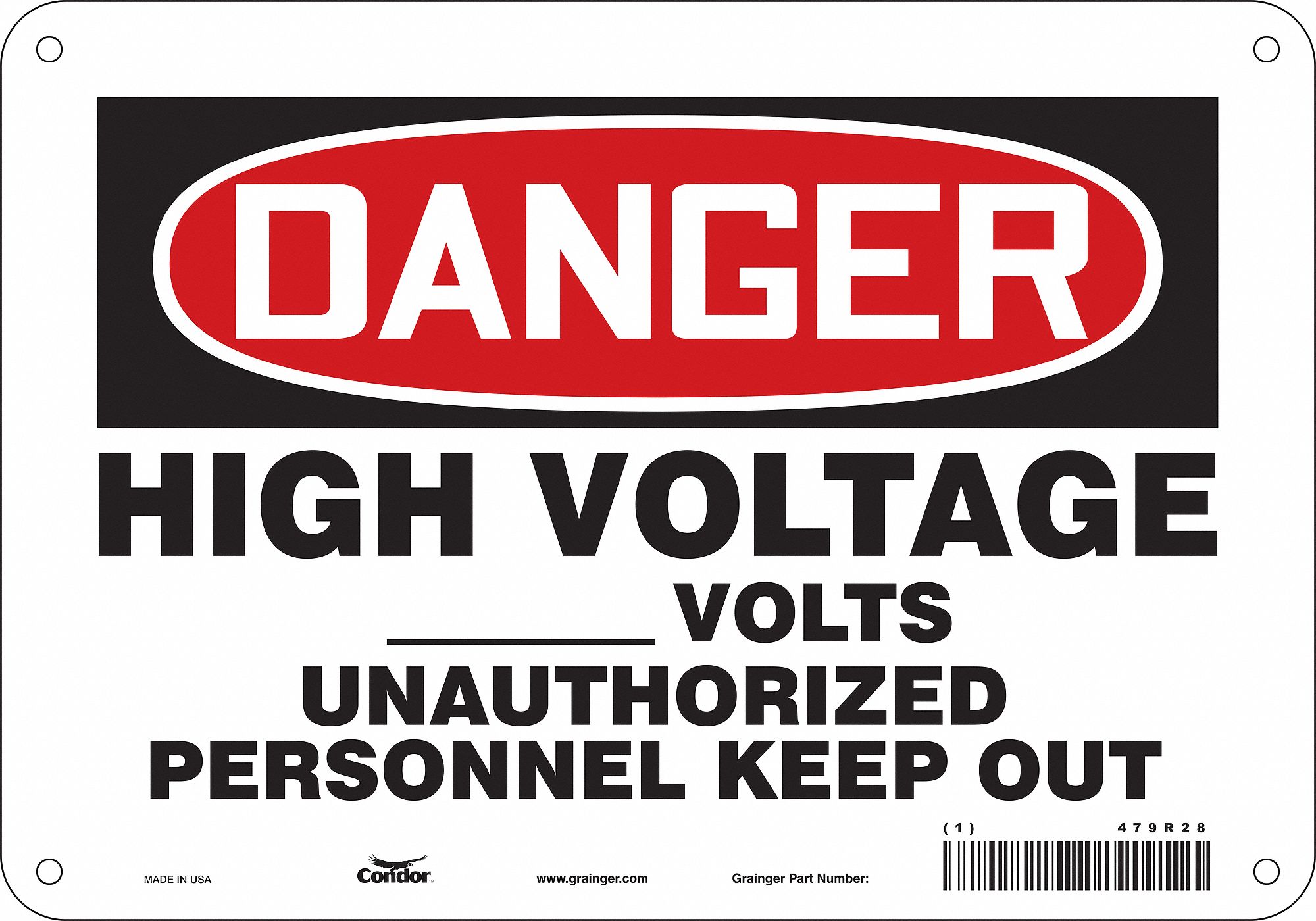 Safety Sign: Aluminum, Mounting Holes Sign Mounting, 7 in x 10 in Nominal Sign Size, 0.032 in Thick