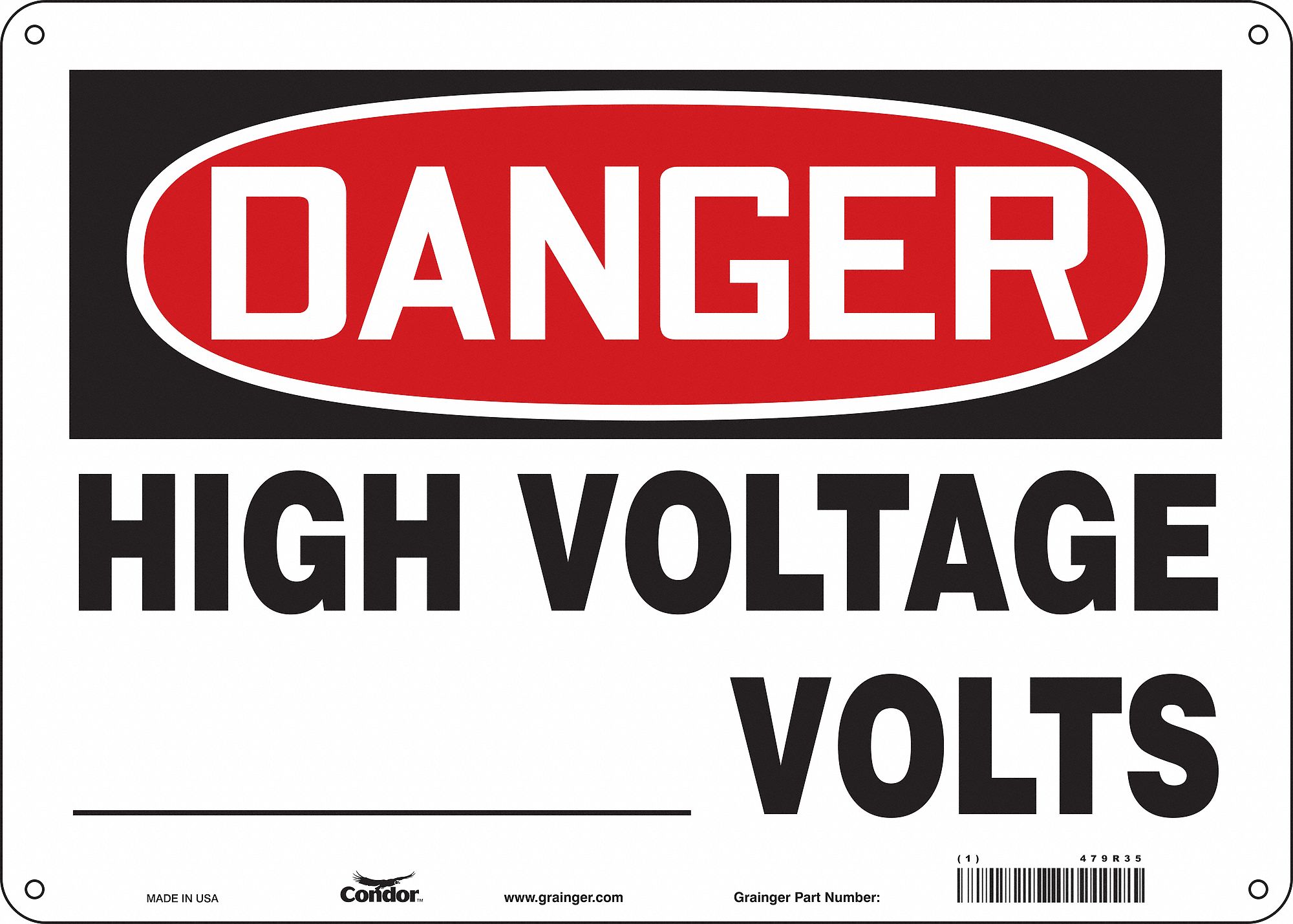 Safety Sign: Aluminum, Mounting Holes Sign Mounting, 10 in x 14 in Nominal Sign Size, 0.032 in Thick