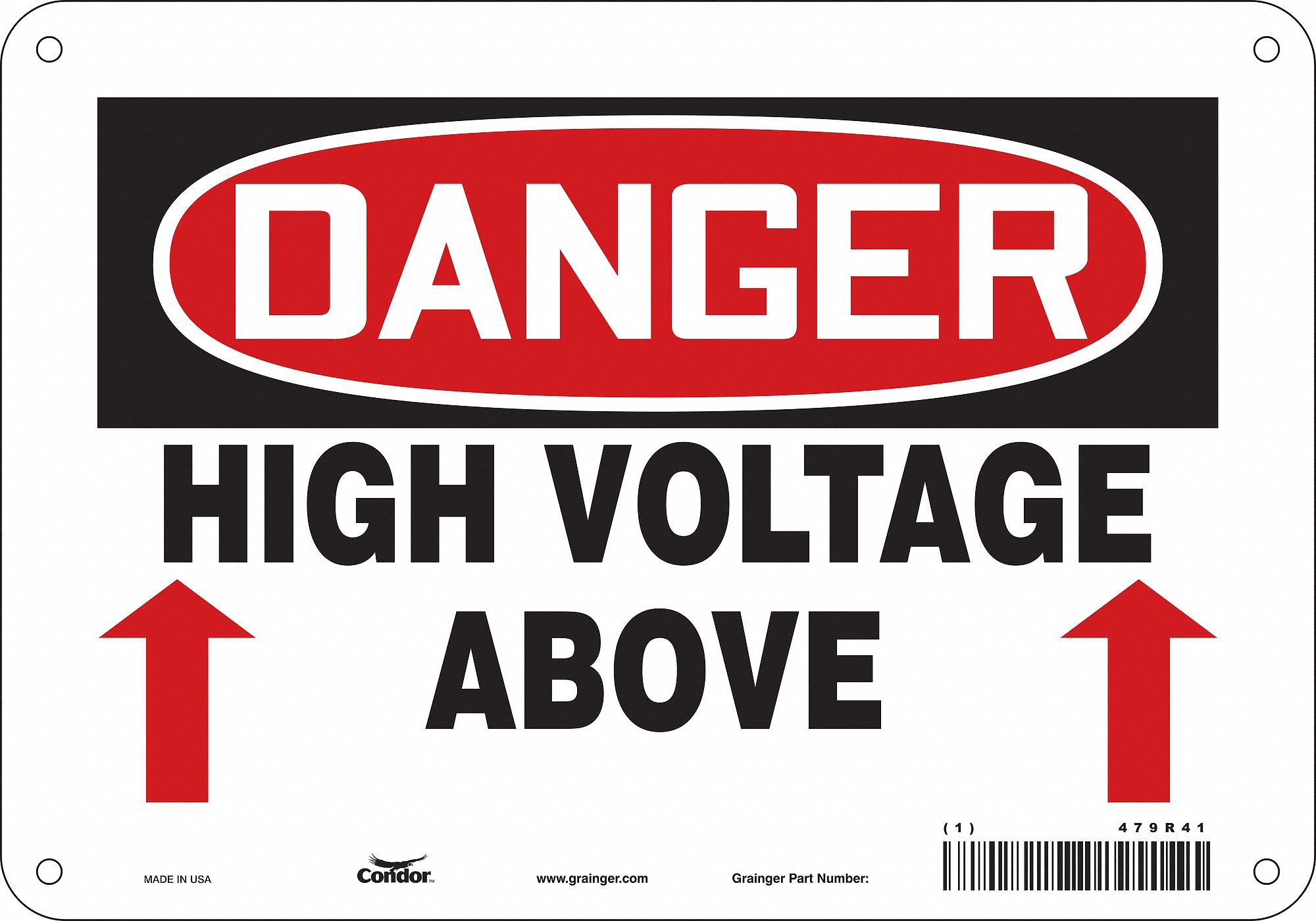 Safety Sign: Aluminum, Mounting Holes Sign Mounting, 7 in x 10 in Nominal Sign Size, 0.032 in Thick