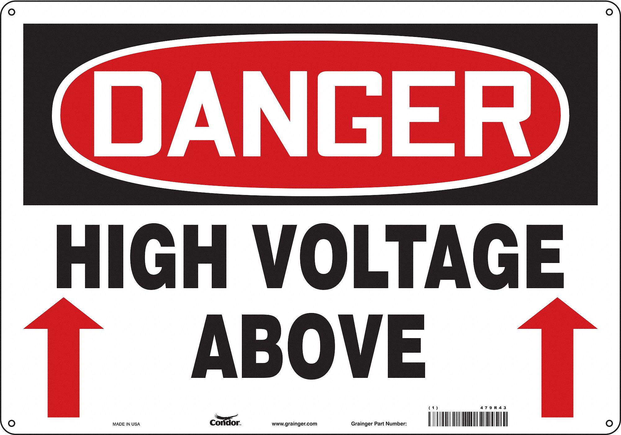 Safety Sign: Aluminum, Mounting Holes Sign Mounting, 14 in x 20 in Nominal Sign Size, 0.032 in Thick