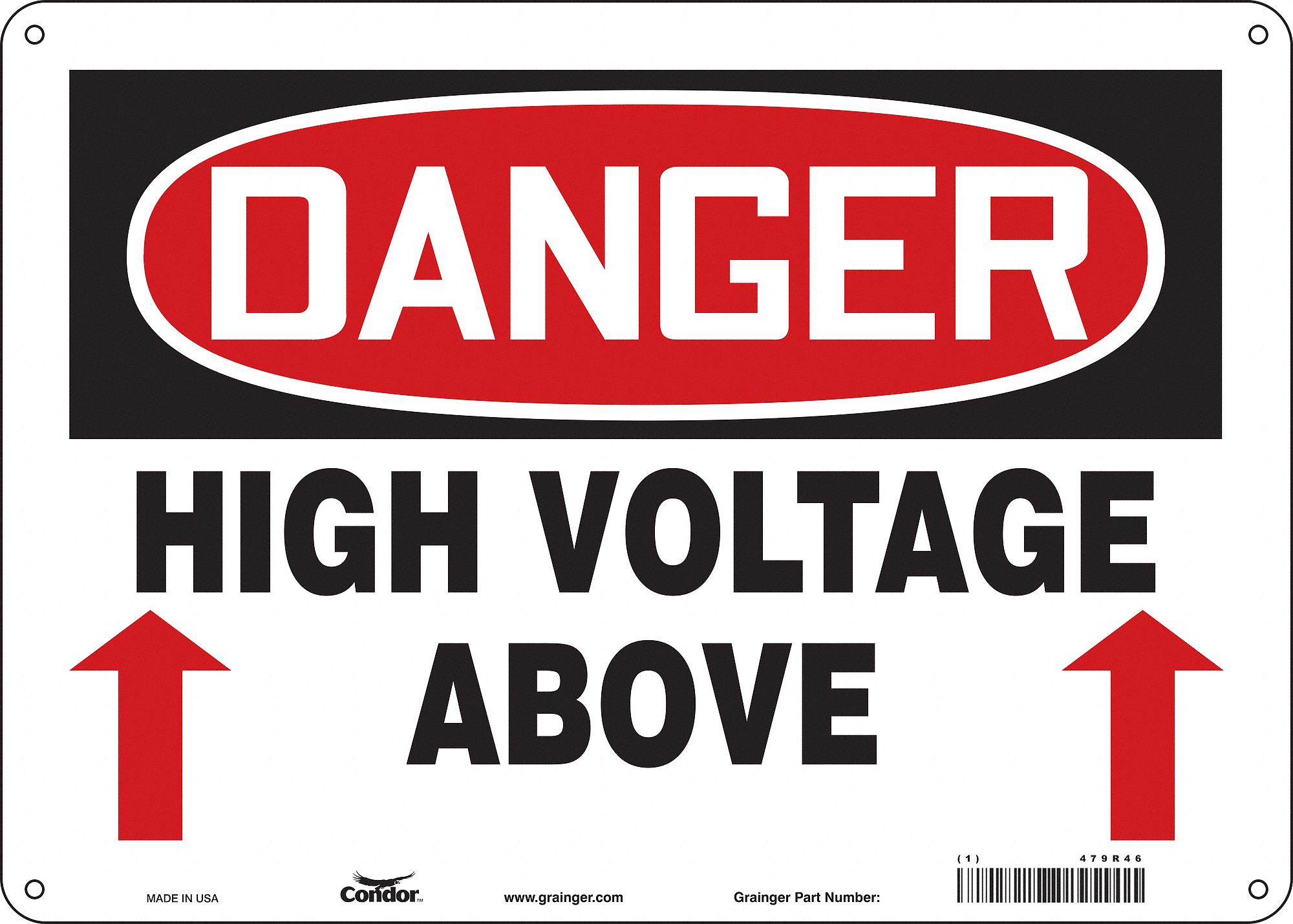 Safety Sign: Polyethylene, Mounting Holes Sign Mounting, 10 in x 14 in Nominal Sign Size, Danger