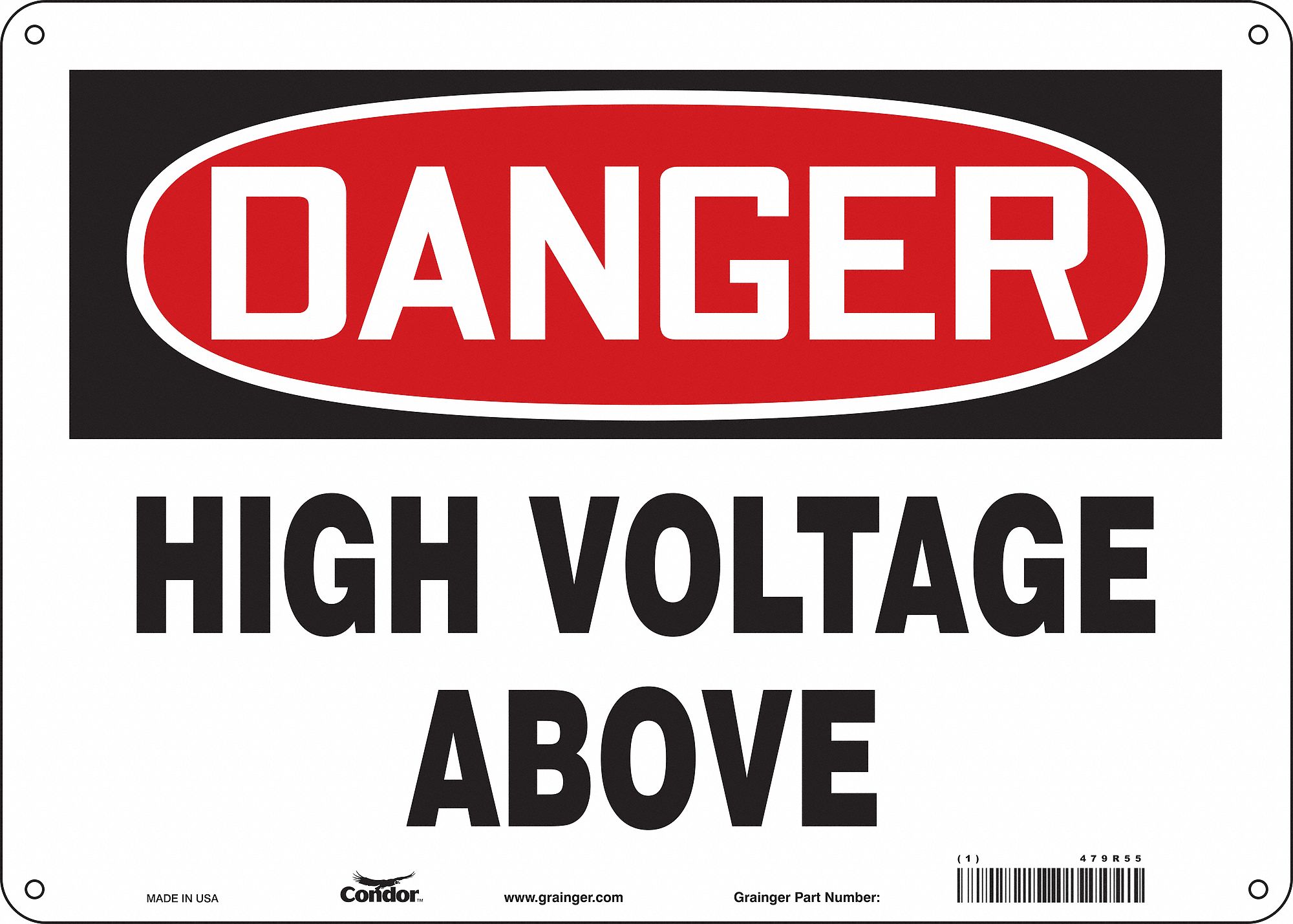 Safety Sign: Polyethylene, Mounting Holes Sign Mounting, 10 in x 14 in Nominal Sign Size, Danger