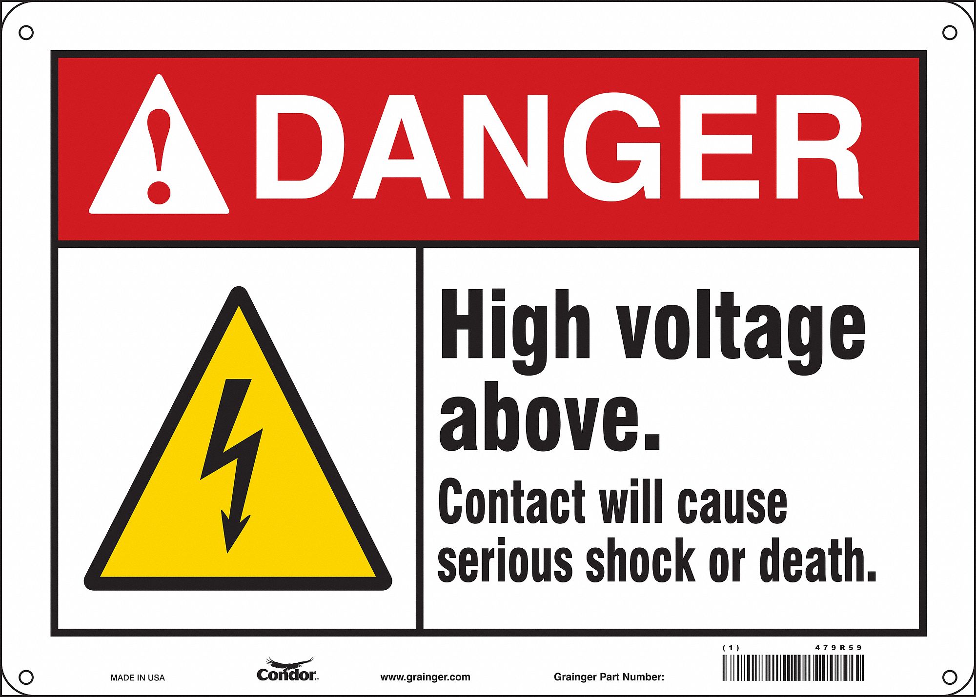 Safety Sign: Aluminum, Mounting Holes Sign Mounting, 10 in x 14 in Nominal Sign Size, 0.032 in Thick
