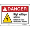 Danger: High Voltage Above. Contact Will Cause Serious Shock Or Death. Signs