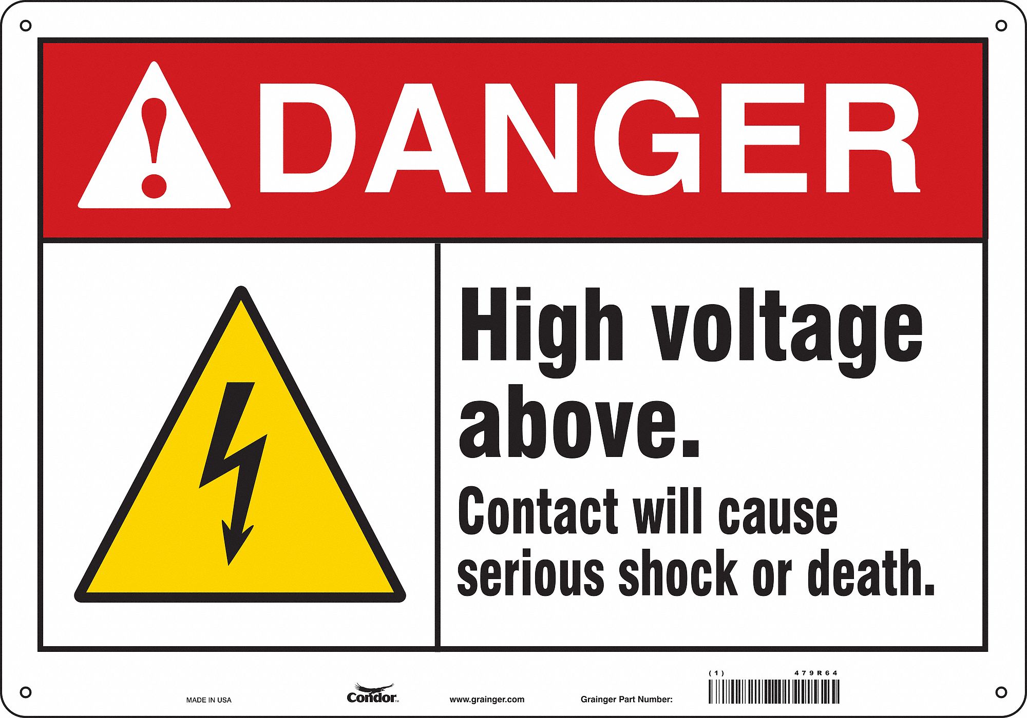 Safety Sign: Polyethylene, Mounting Holes Sign Mounting, 14 in x 20 in Nominal Sign Size, Danger